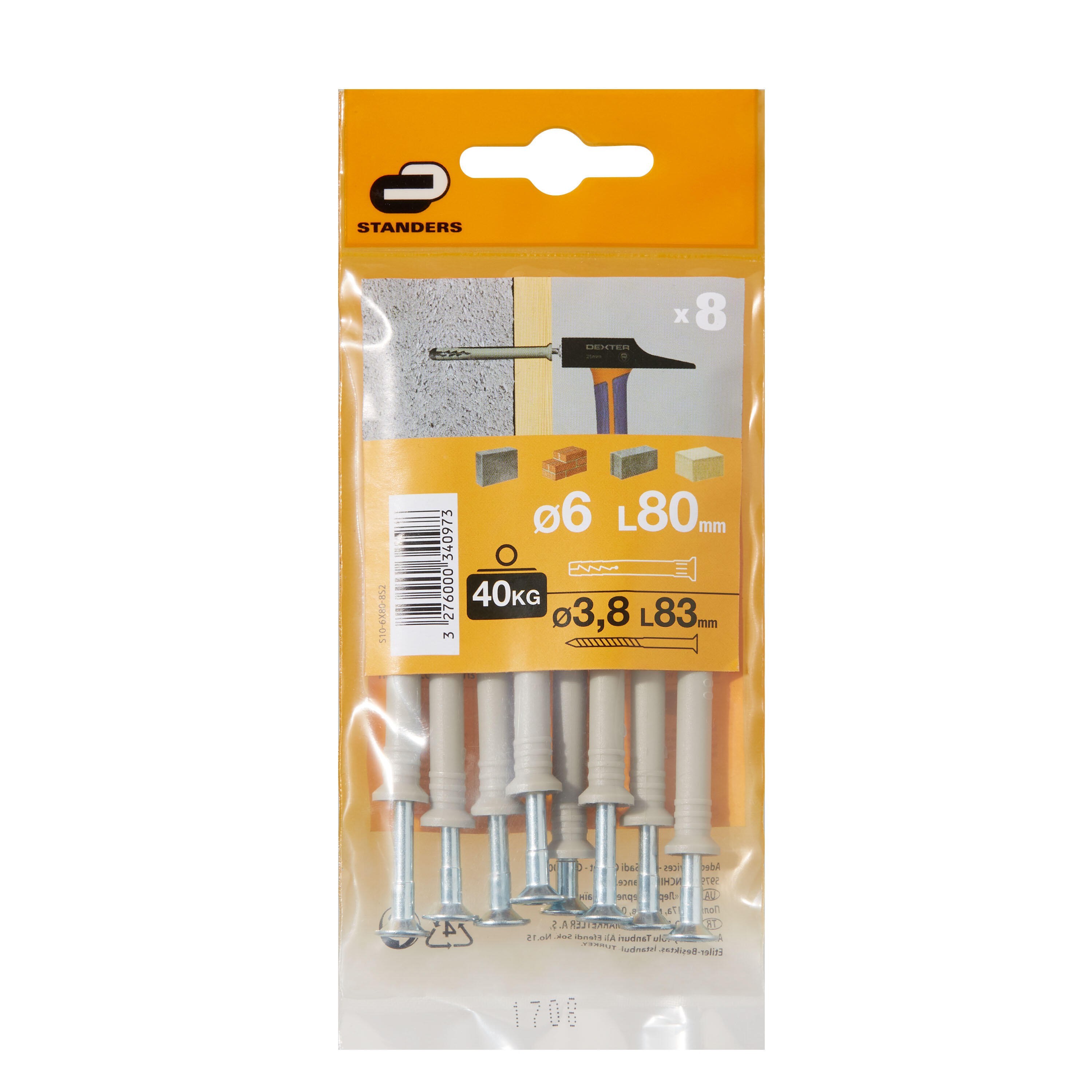 8 buchas nylon STANDERS 6X80MM COM PARAFUSO - 7