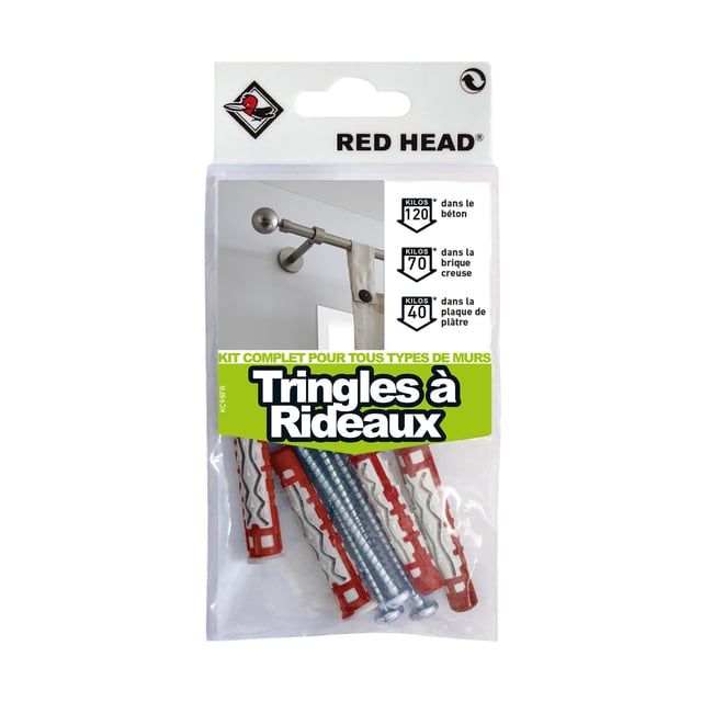 Kit chevilles à expansion ou à verrouillage de forme nylon RED HEAD Diam.6