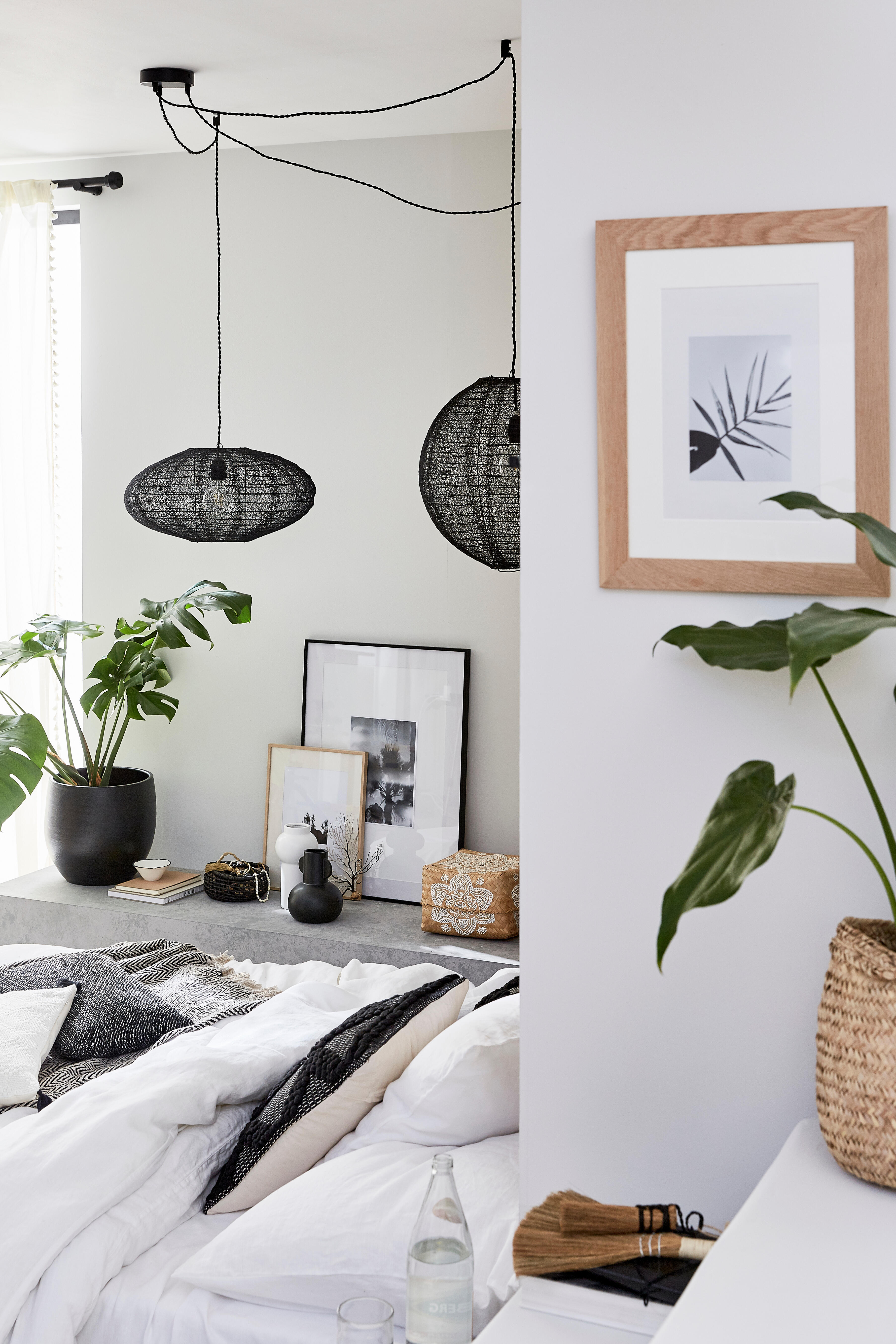 Suspension Ovale, coton, noir, Diam.50 cm, E27 - 2
