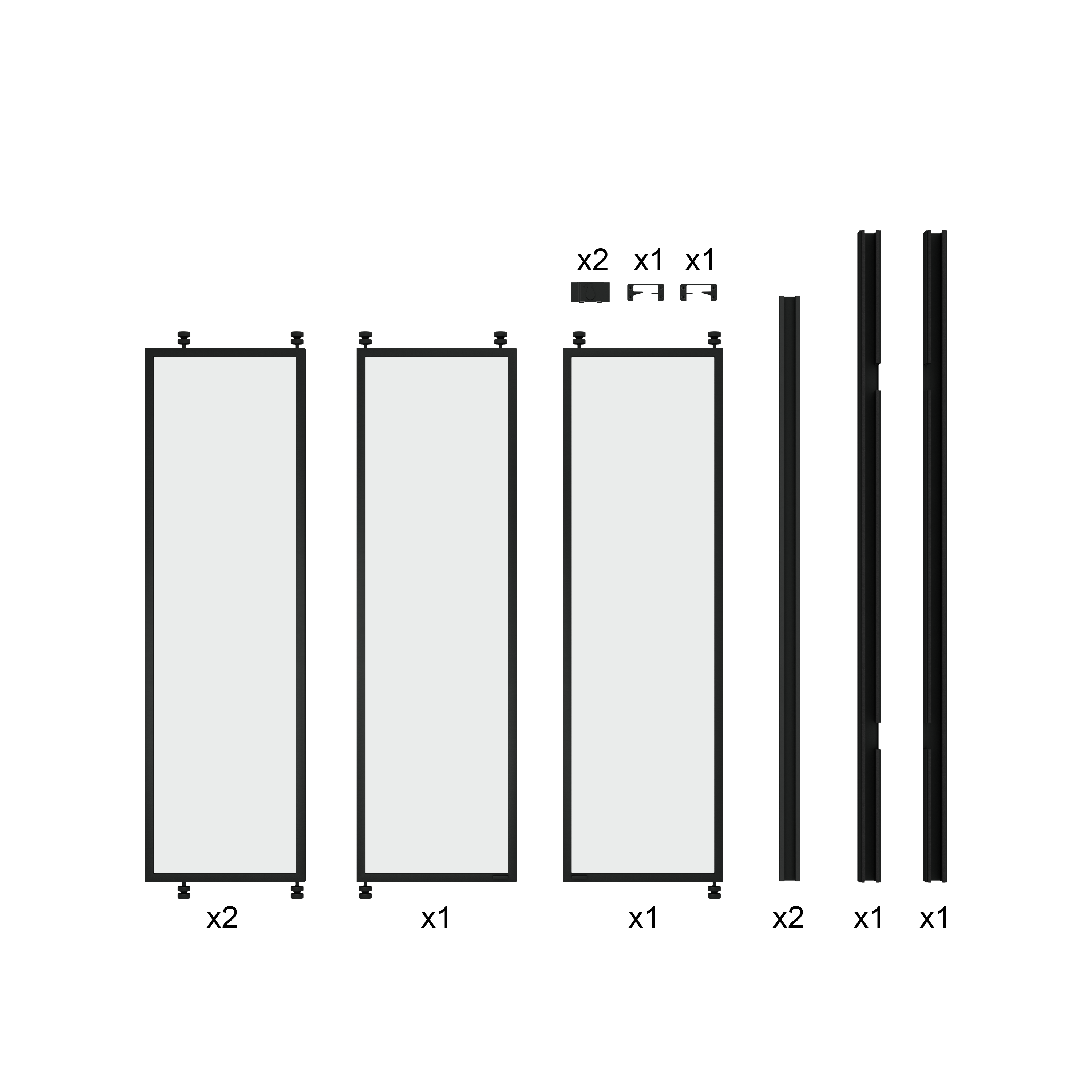 Verrière coulissant en aluminium noir sablé 4 carreaux, H.107.6 x l.122.6 cm - 4