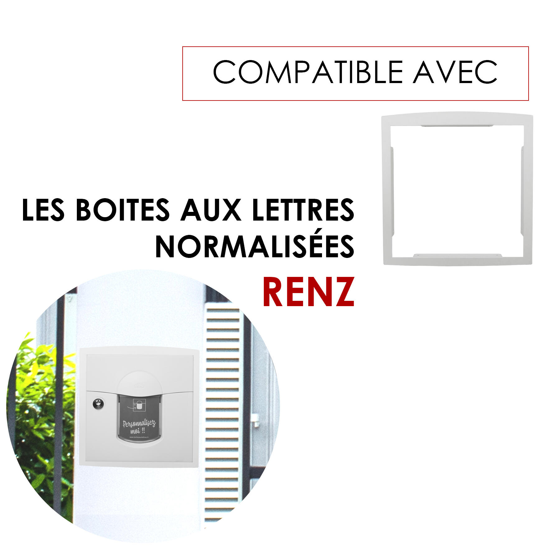 Cadre d'encastrement boîte aux lettres H.33.6 x l.32.6 x P.3.5 cm RENZ, blanc - 6