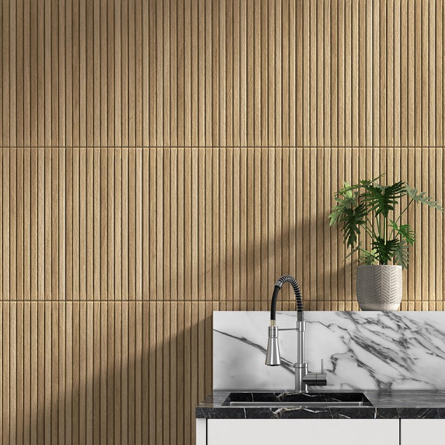 Carrelage mur intérieur effet bois naturel clair Octobre l.31 x L.61 cm x Ep.8.5