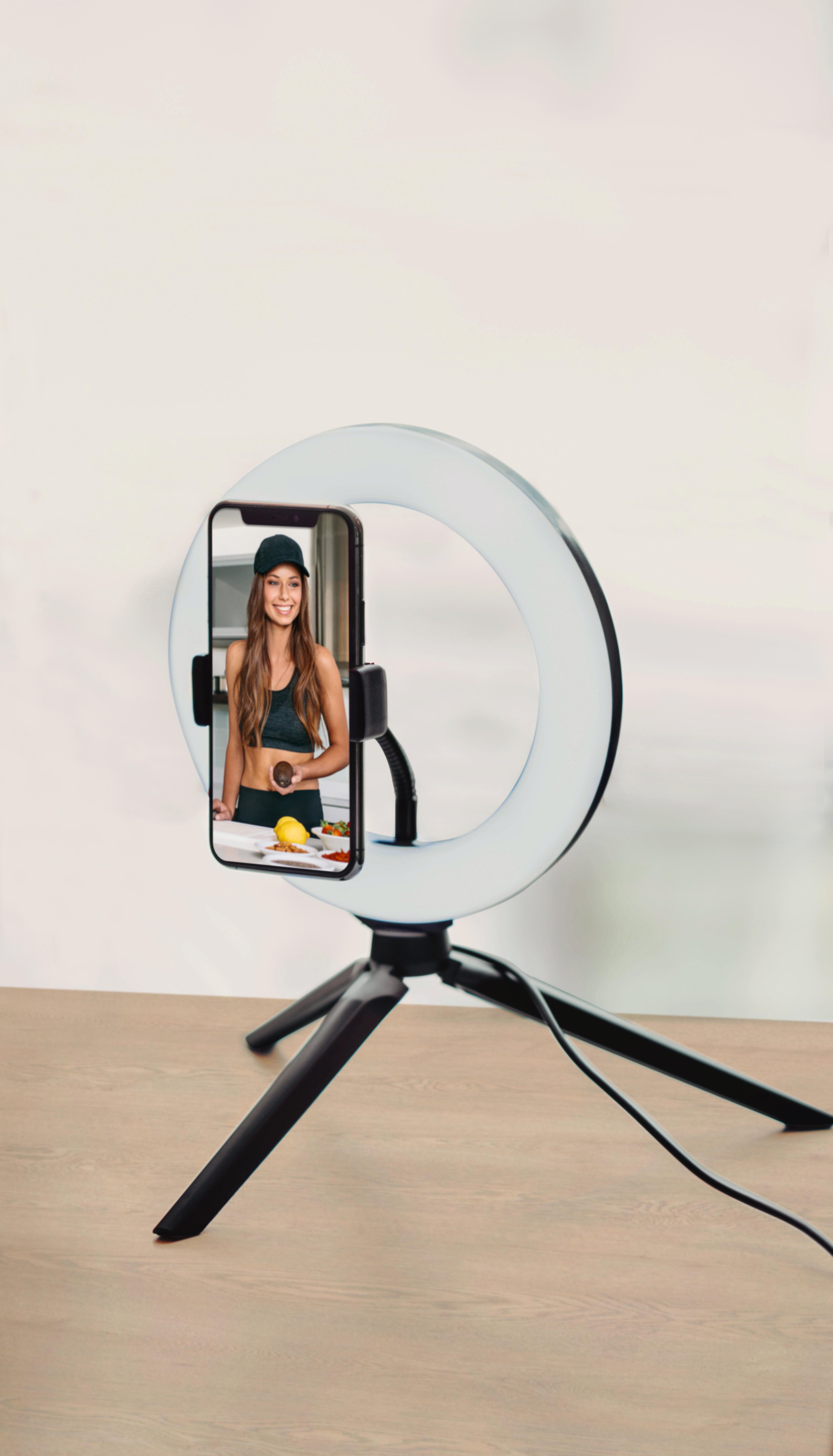 Lampe de bureau Ring light, trépied, H.23 cm, LED - 3