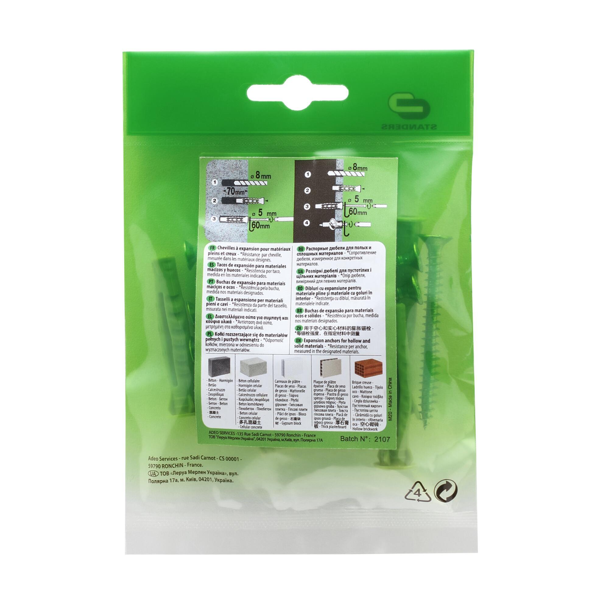 10 buchas nylon STANDERS MULTIMATATERIAL 8X50MM COM PARAFUSO - 8