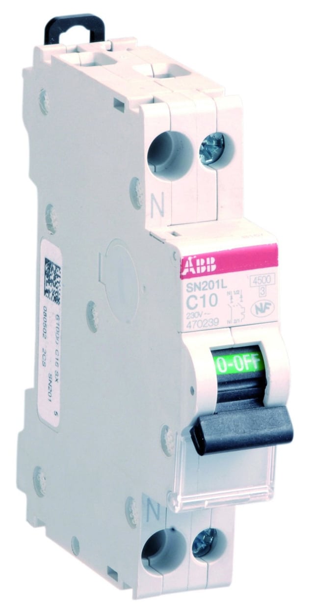 Disjoncteur phase + neutre ABB 10 A