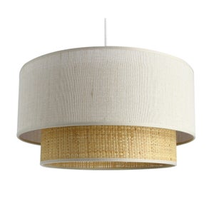 Suspension Rafty, polyester, beige, Diam.38 cm, E27