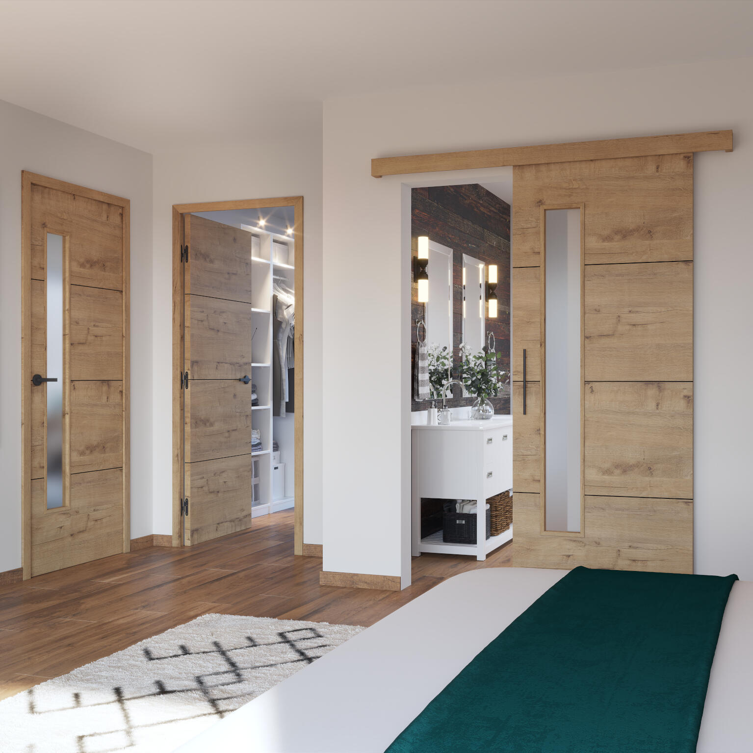 Bloc-porte fin de chantier Séville vitré chêne H.204 x l.73 cm, poussant droit - 3