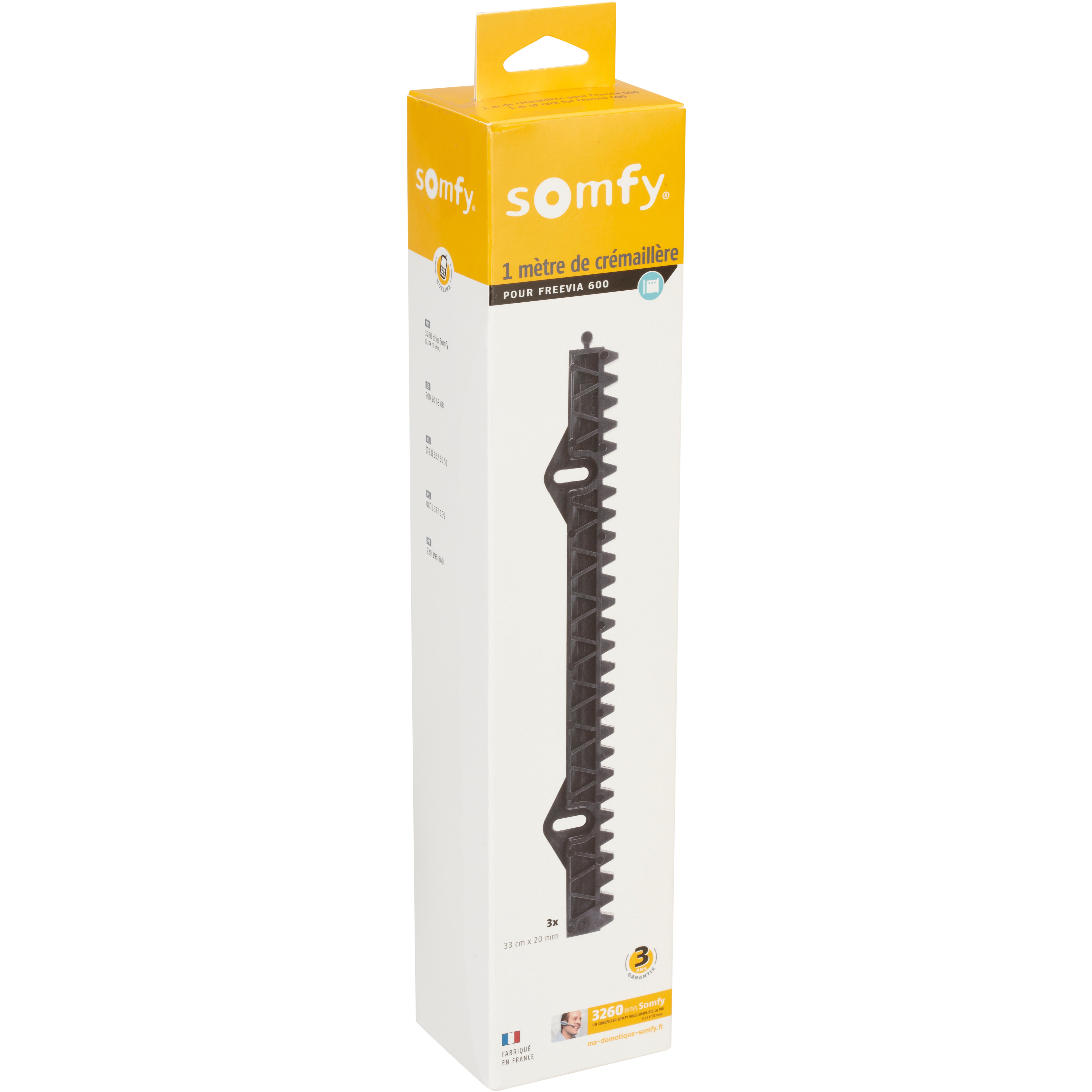 Crémaillère 3 x 33 cm fixation haute pour portail coulissant Slidymoove, SOMFY - 4