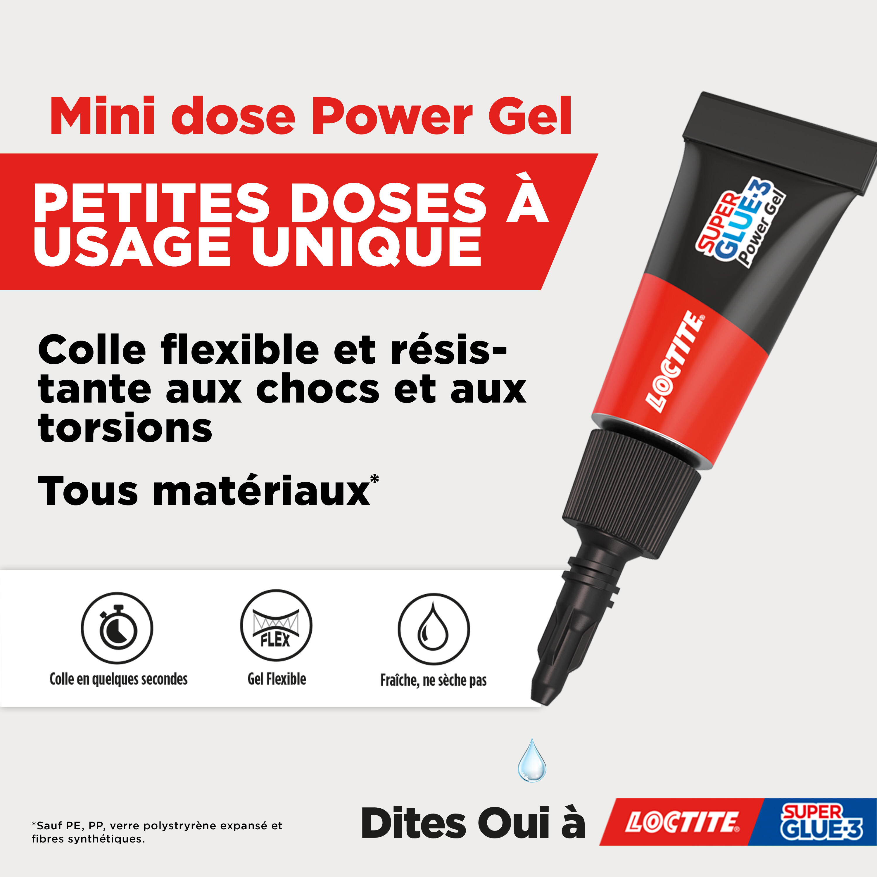 Lot 3 colle d'assemblage gel cyanoacrylate LOCTITE Superglue3 power transp, 1g - 7