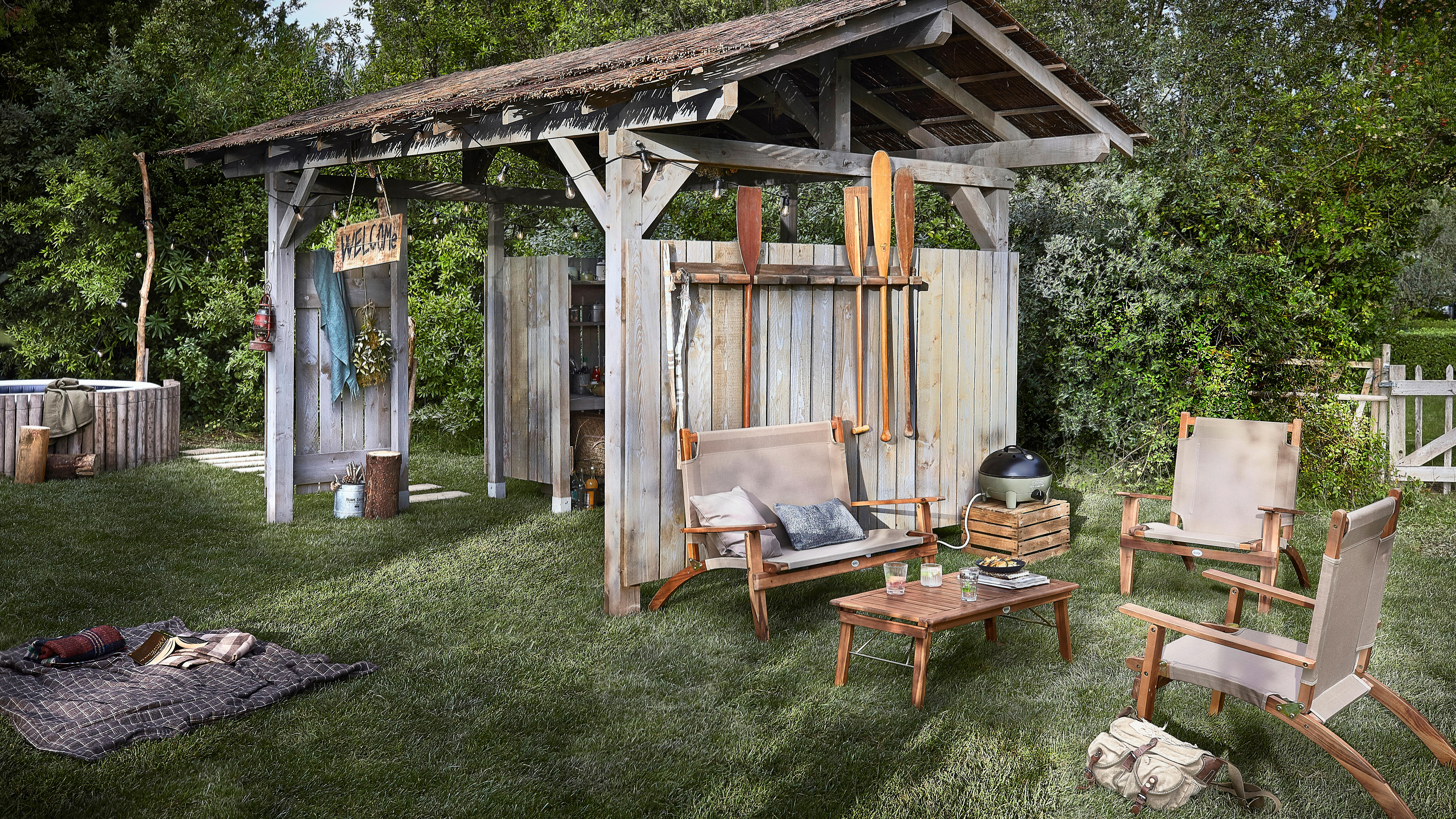 Salon bas de jardin Primavera acacia marron, 4 personnes - 4