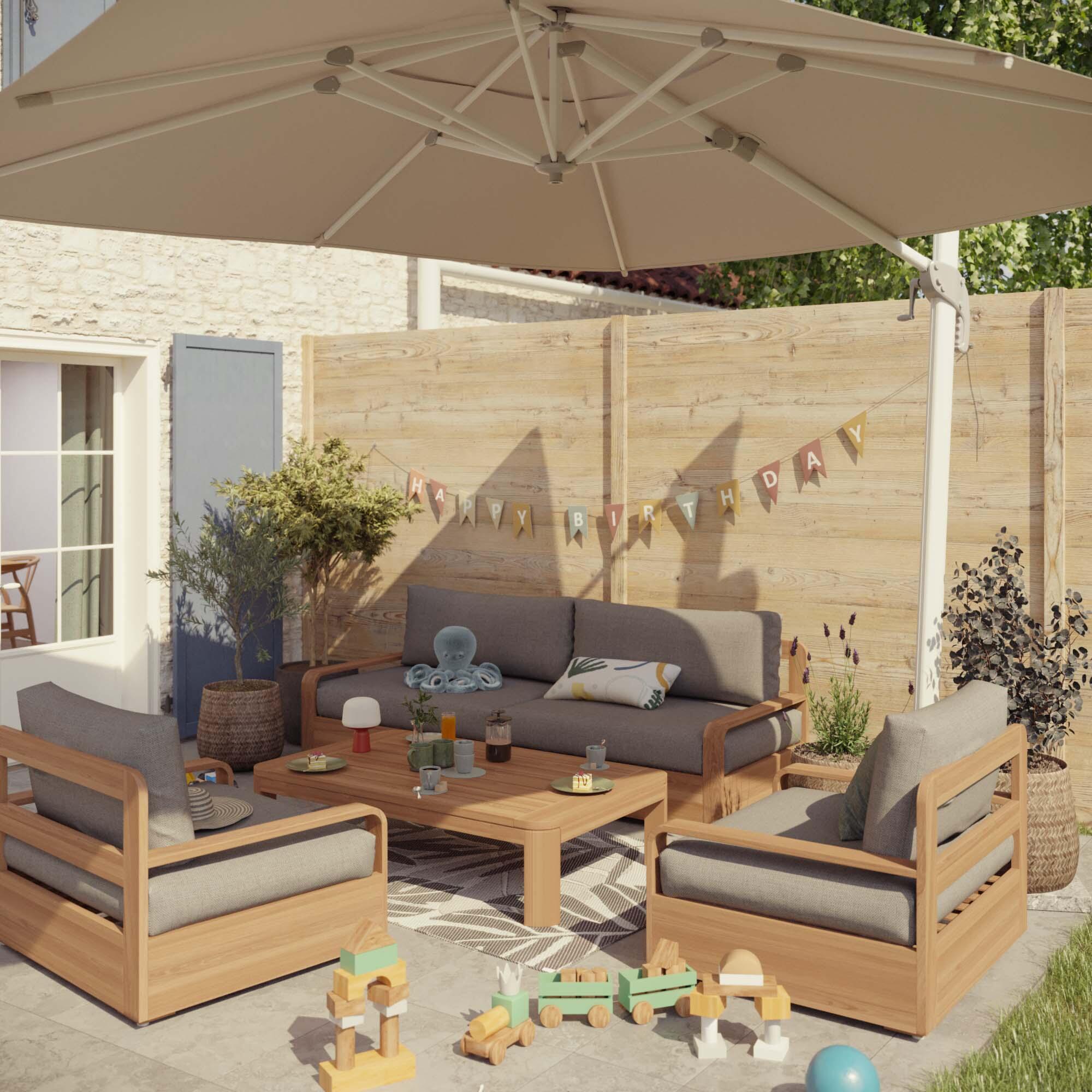 Parasol NATERIAL Aura beige carré - 2