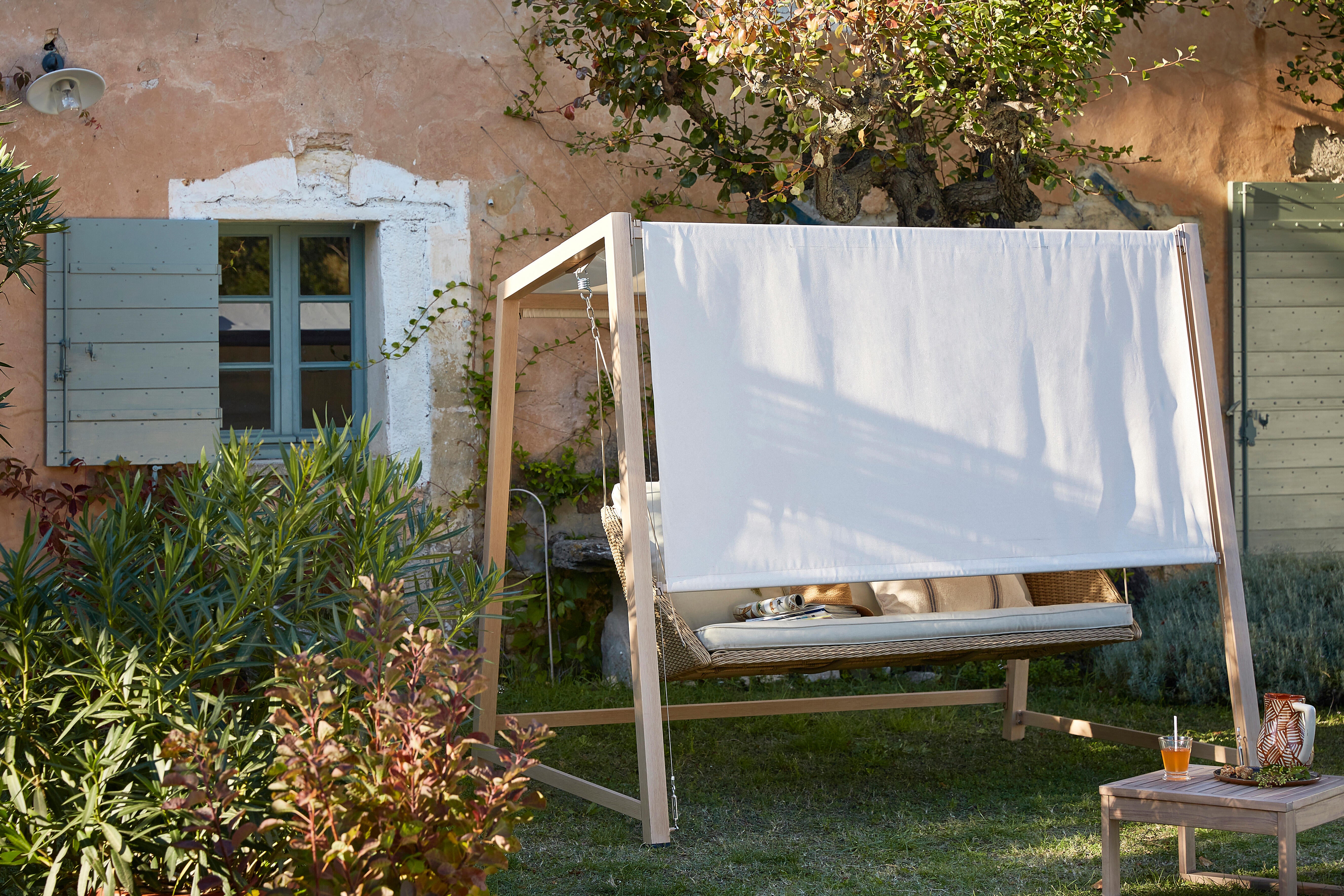 Balancelle 3 places en acier beige NATERIAL Medena l.216 x P.165 x H.180 cm - 3