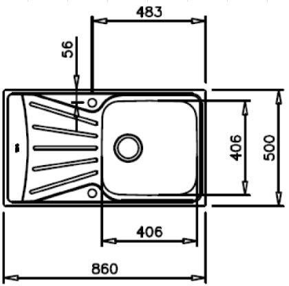 Evier en inox 1 bac 50 x 86 cm vidage inclus Etoile - 2