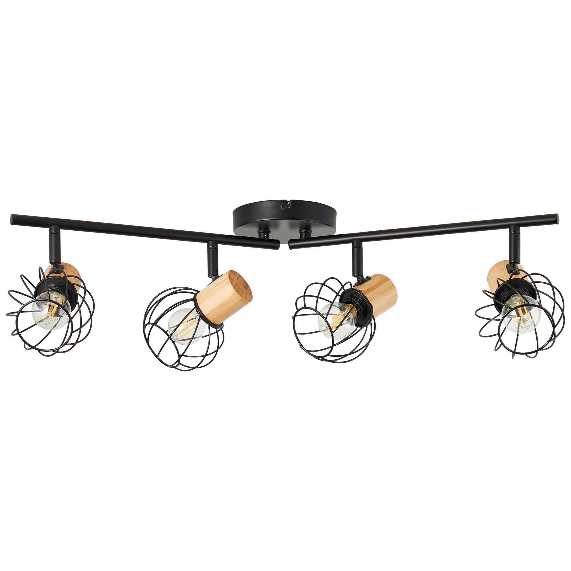 Foco decorativo INSPIRE MALLOW E14 D10CM 4 LÂMPADAS METAL PRETO/BAMBU - 2