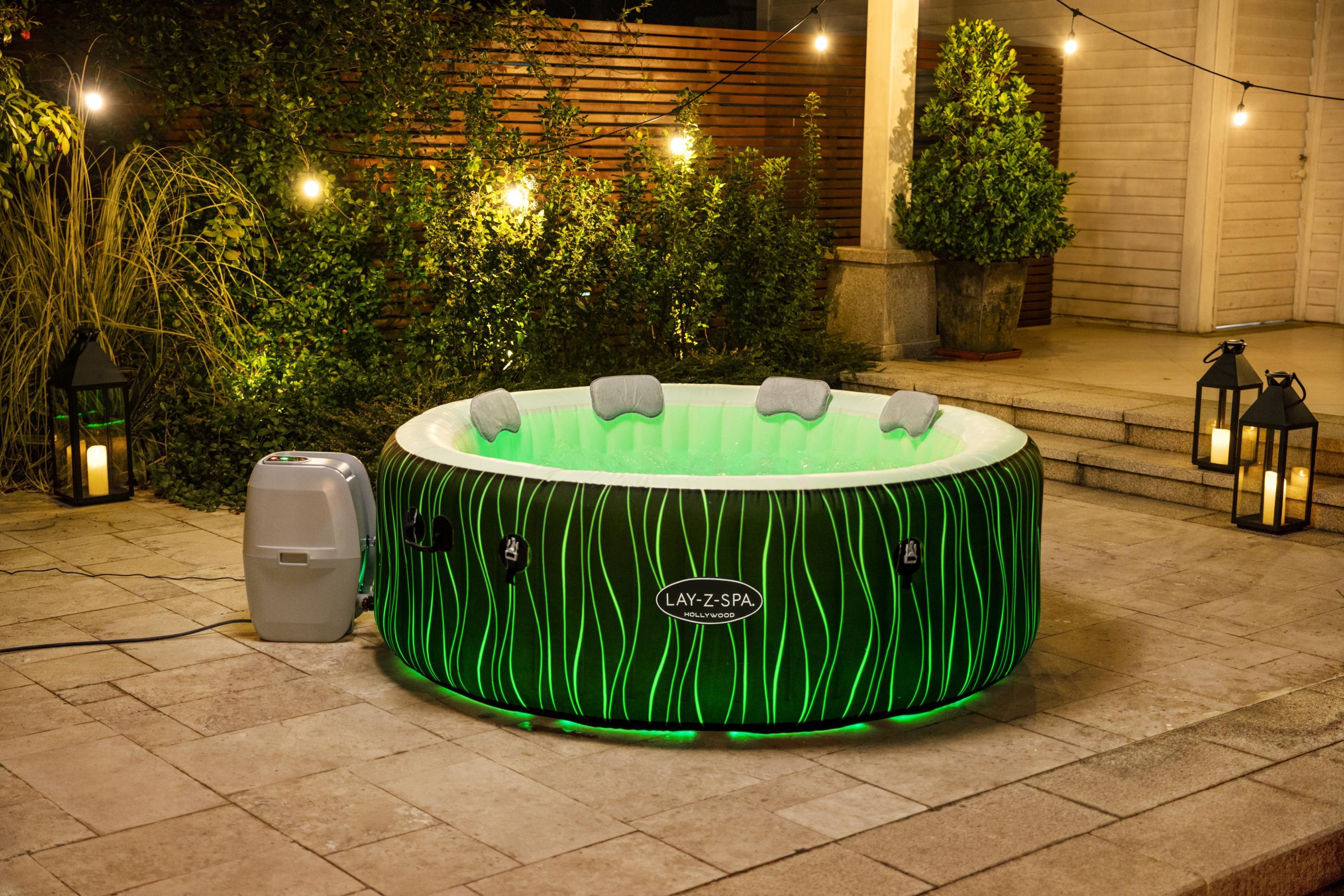 Spa gonflable HOLLYWOOD, rond 4/6 personnes, Lumière + appui tête - 3