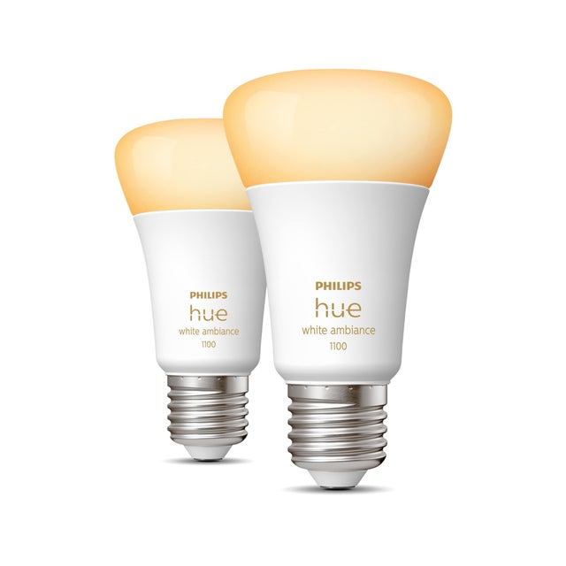 Pack de 2 bombillas inteligentes LED E27 1100 lúmenes 8W color de la luz blanco frío 6500K CRI 89-80 luz natural y fiel clase energética F