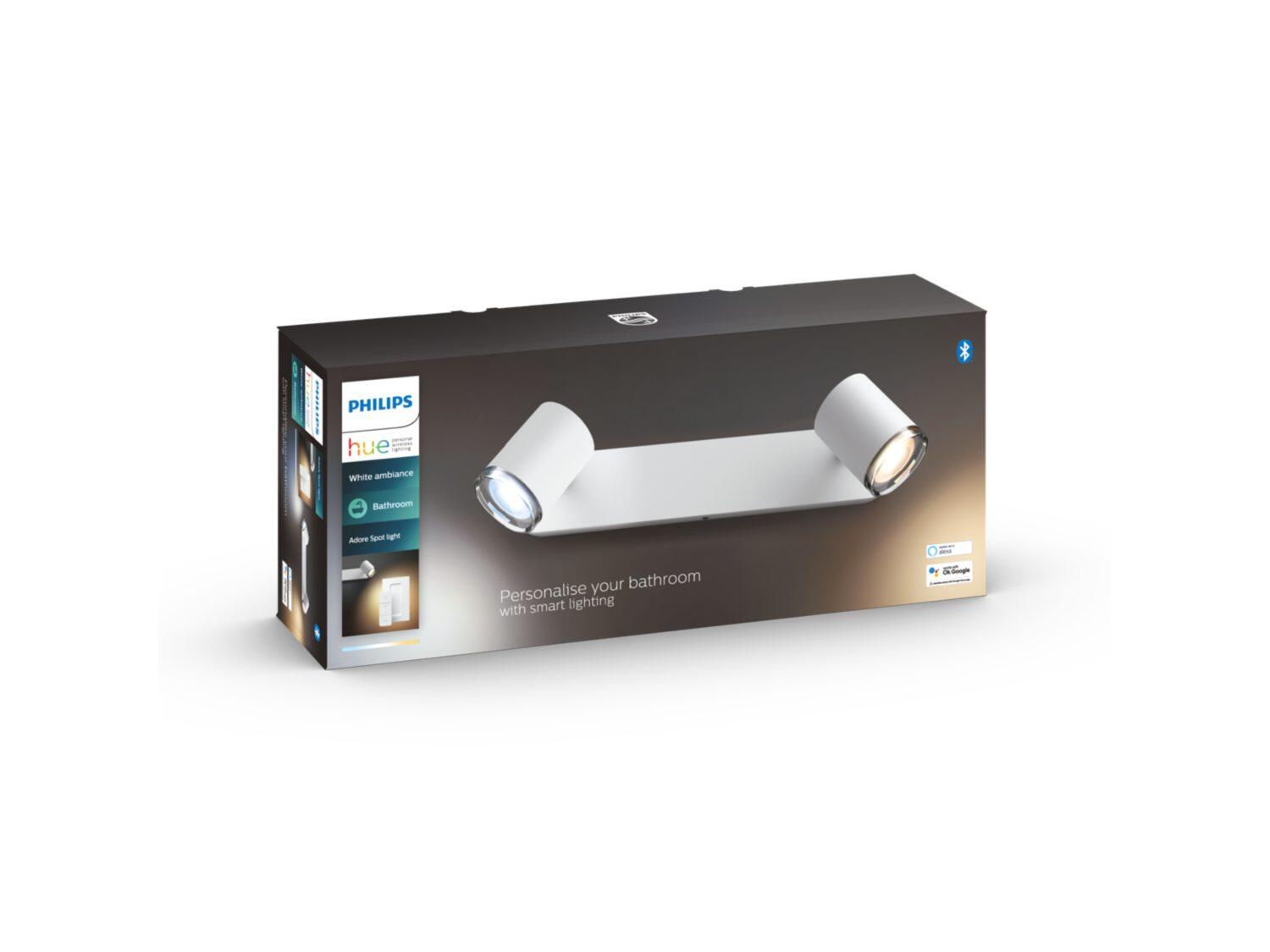 Barra de focos led philips adore hue 2 luces 5.5w ip44