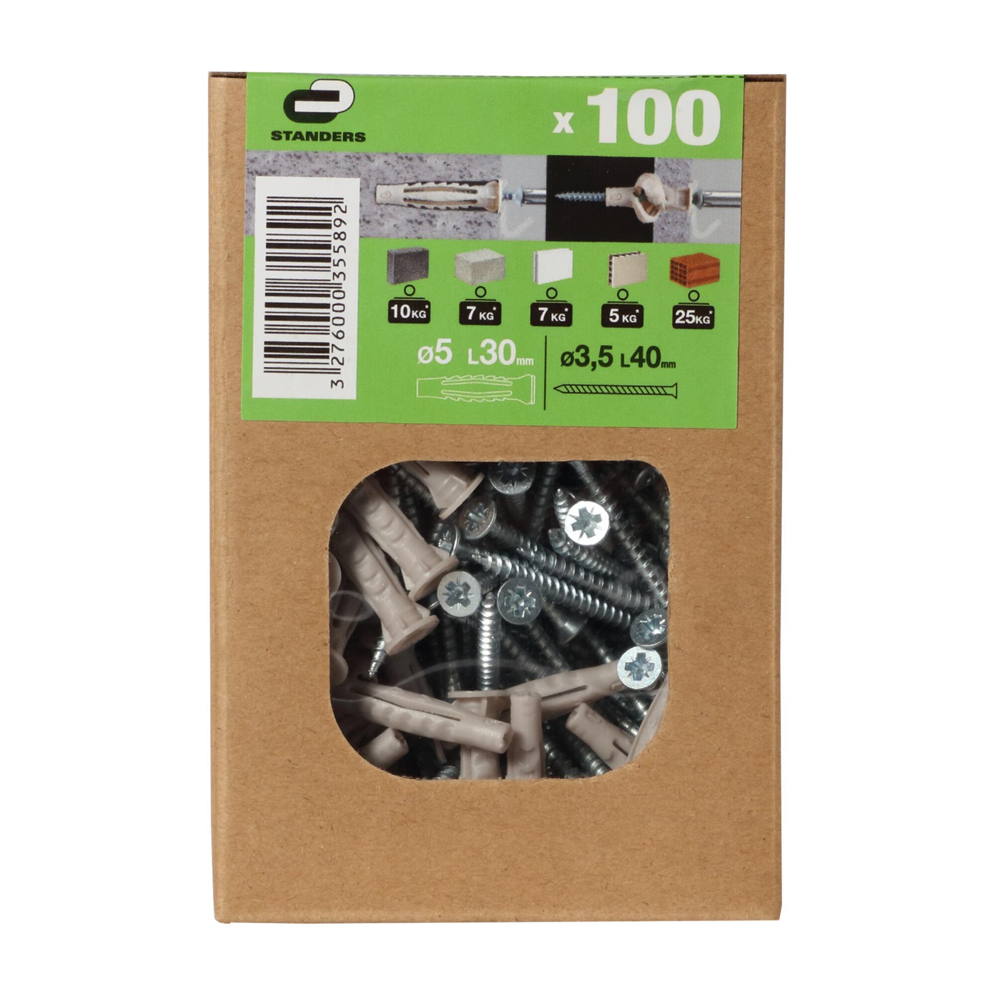 100 buchas nylon STANDERS MULTIMATATERIAL 5X30MM COM PARAFUSO - 7