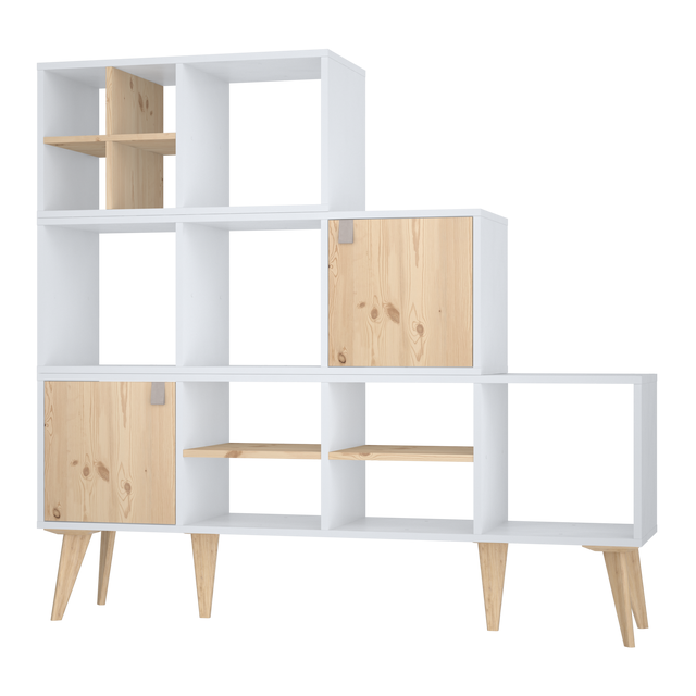 Meuble de rangement Kub, blanc pin H.120 x l.139 x P.32 cm