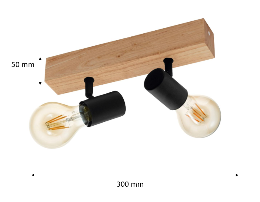Rampe 2 spots Townshend, bois, E27, EGLO - 4