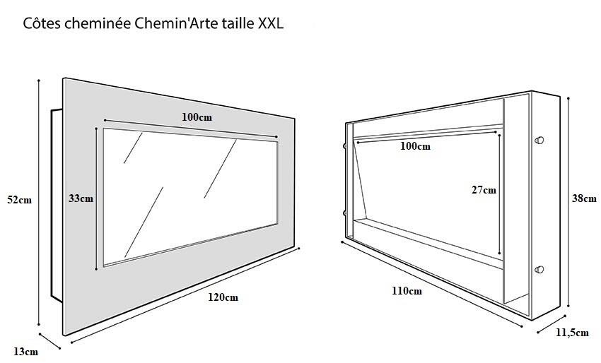 Chemin'Arte Cheminée électrique Murale Volcano XXL 120 cm, Effet flamme LED - 6