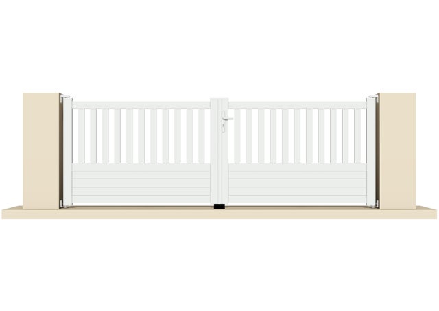 Portail battant pvc Sully blanc, l.349 x H.120 cm
