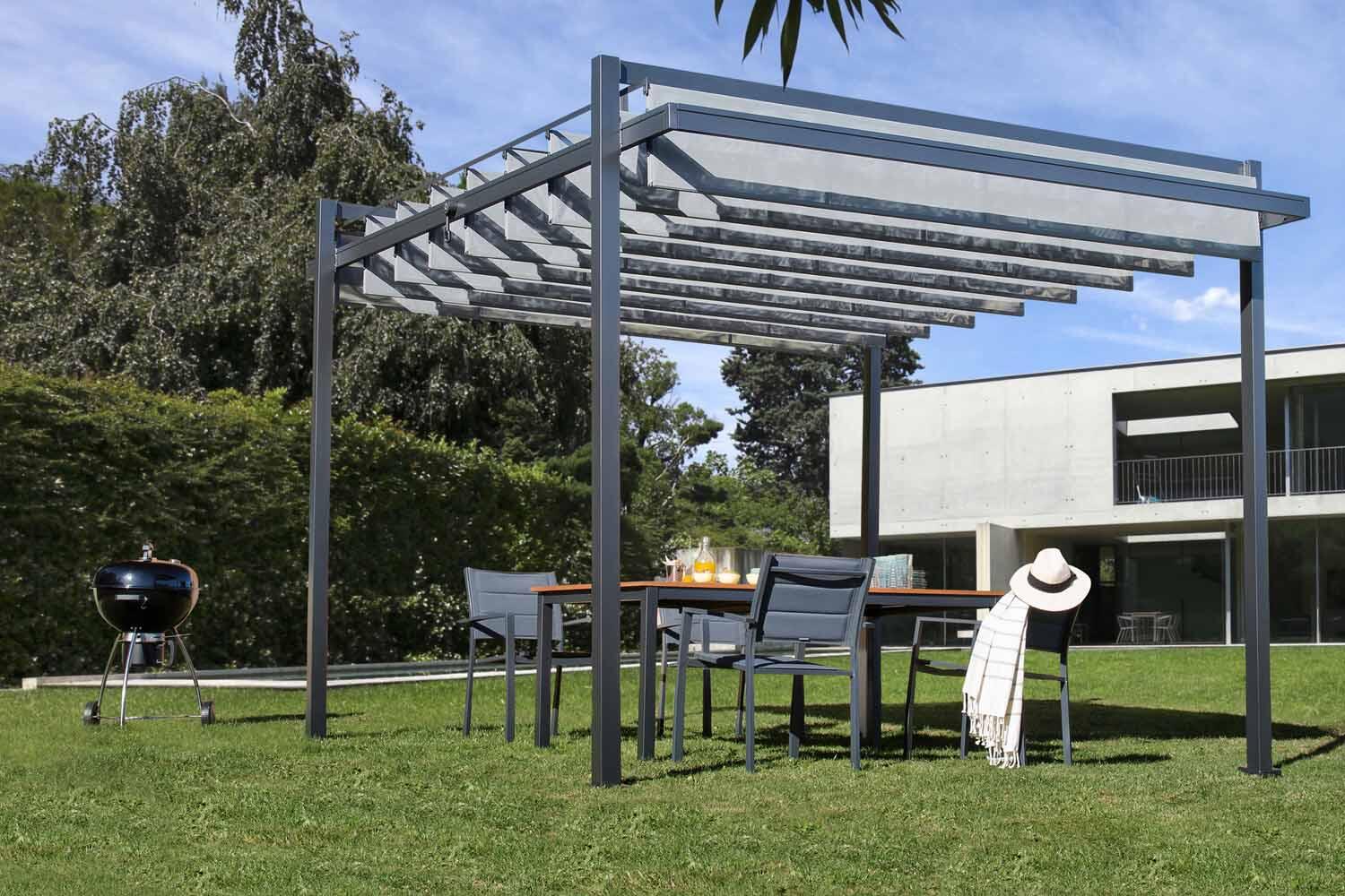 Tonnelle autoportant NATERIAL Elysia aluminium gris anthracite, 10.9 m² ...