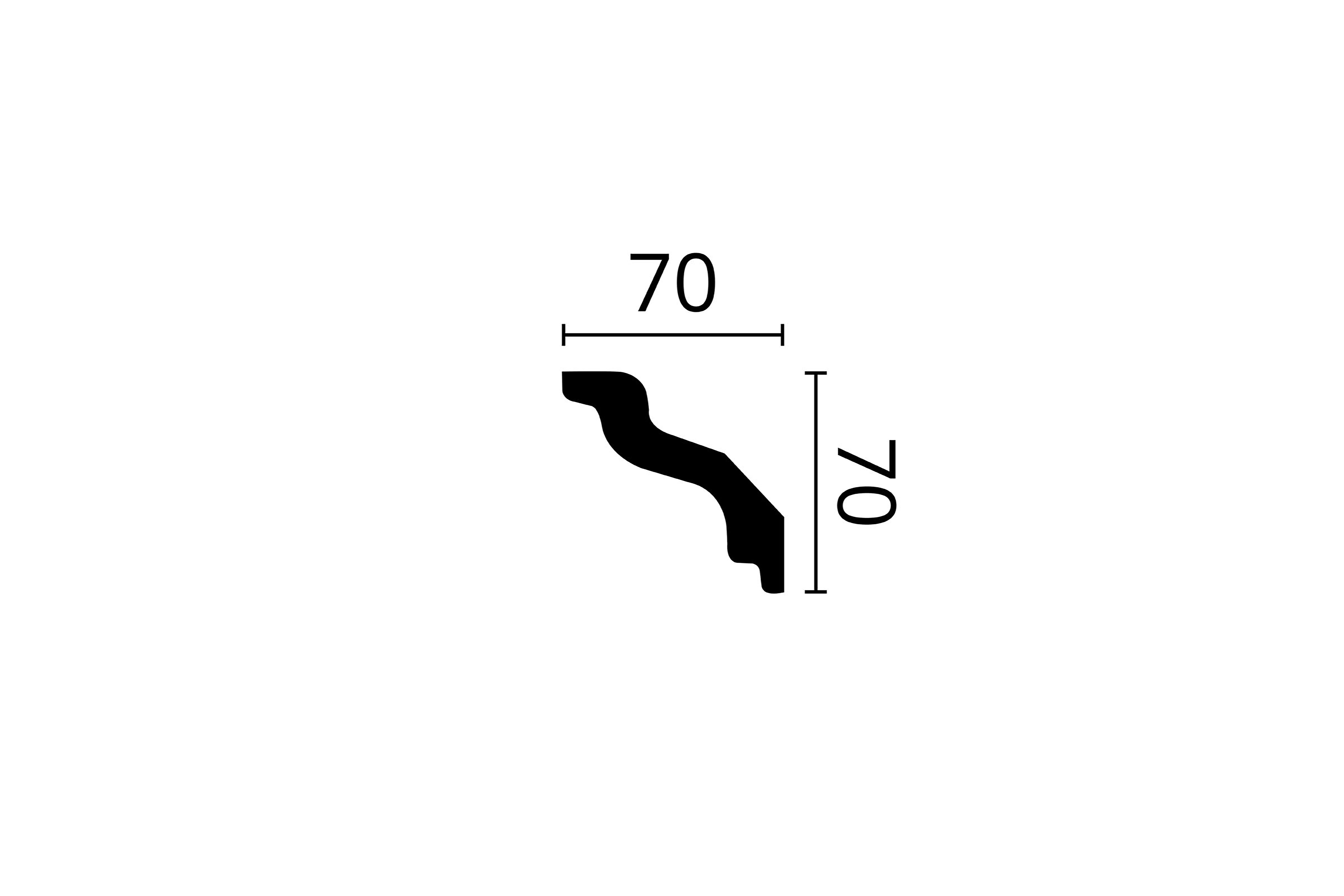 Moulure en polymère extrudé D9, 70 x 70 mm, 2 m - 3