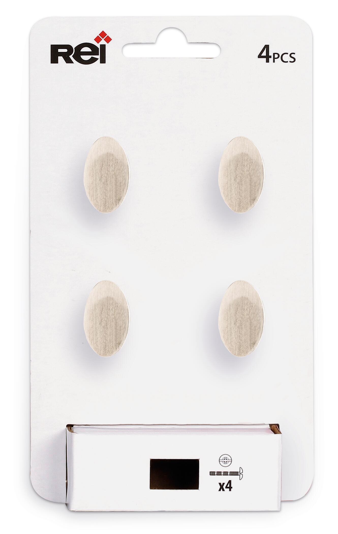 4 Puxadores Rei oval níquel acetinado 17x11mm - 5