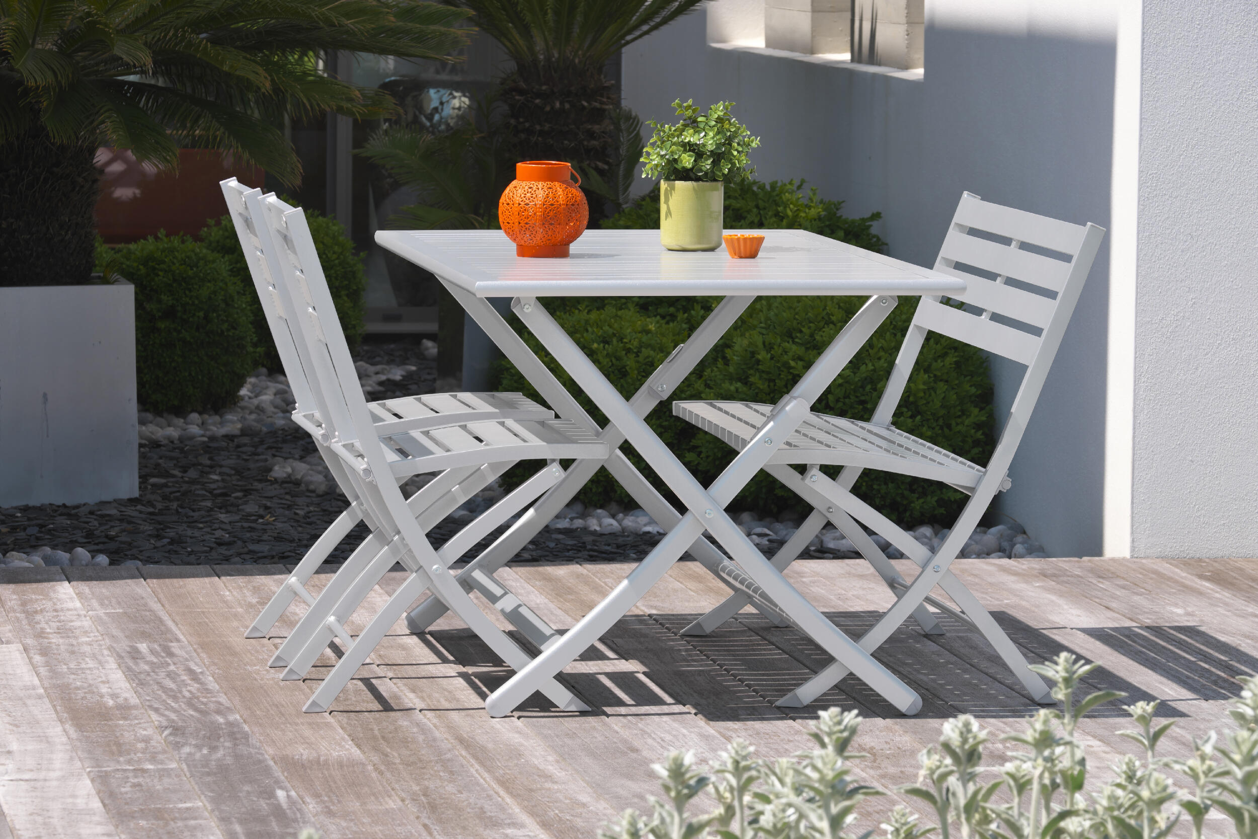 Table de jardin pliante Marius rectangulaire gris métal 4/6 pers - CITY GARDEN - 3