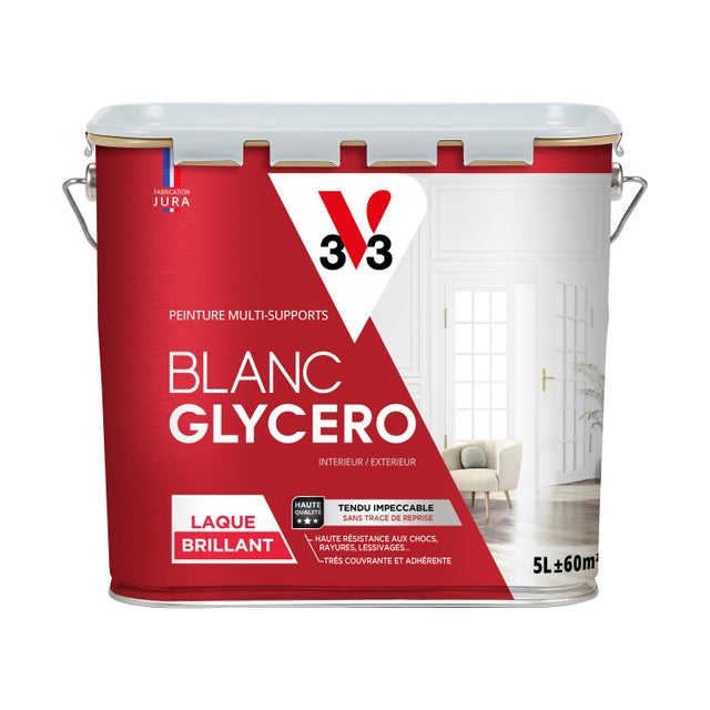 Peinture mur, plafond, boiserie blanc brillant V33 Glycéro 5L
