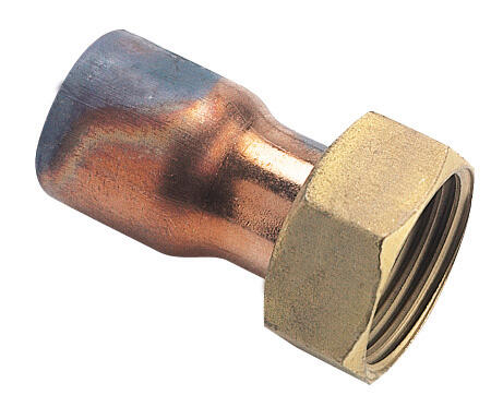 Raccord droit avec écrou prisonnier à visser cuivre D.14 pour tube en cuivre - 2