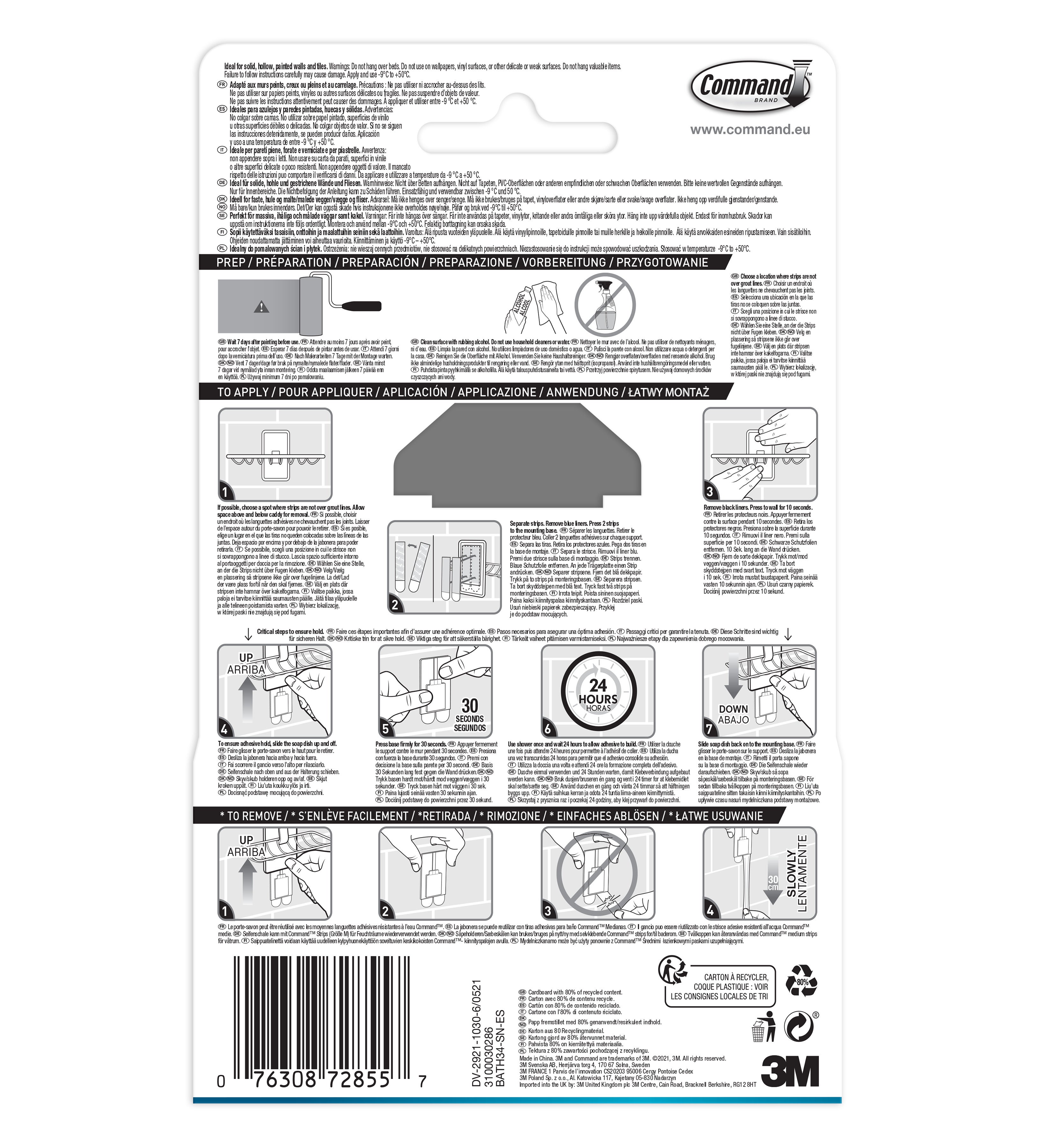 Porte-savon auto-adhésif Résistant à l'humidité chromé satiné COMMAND - 4