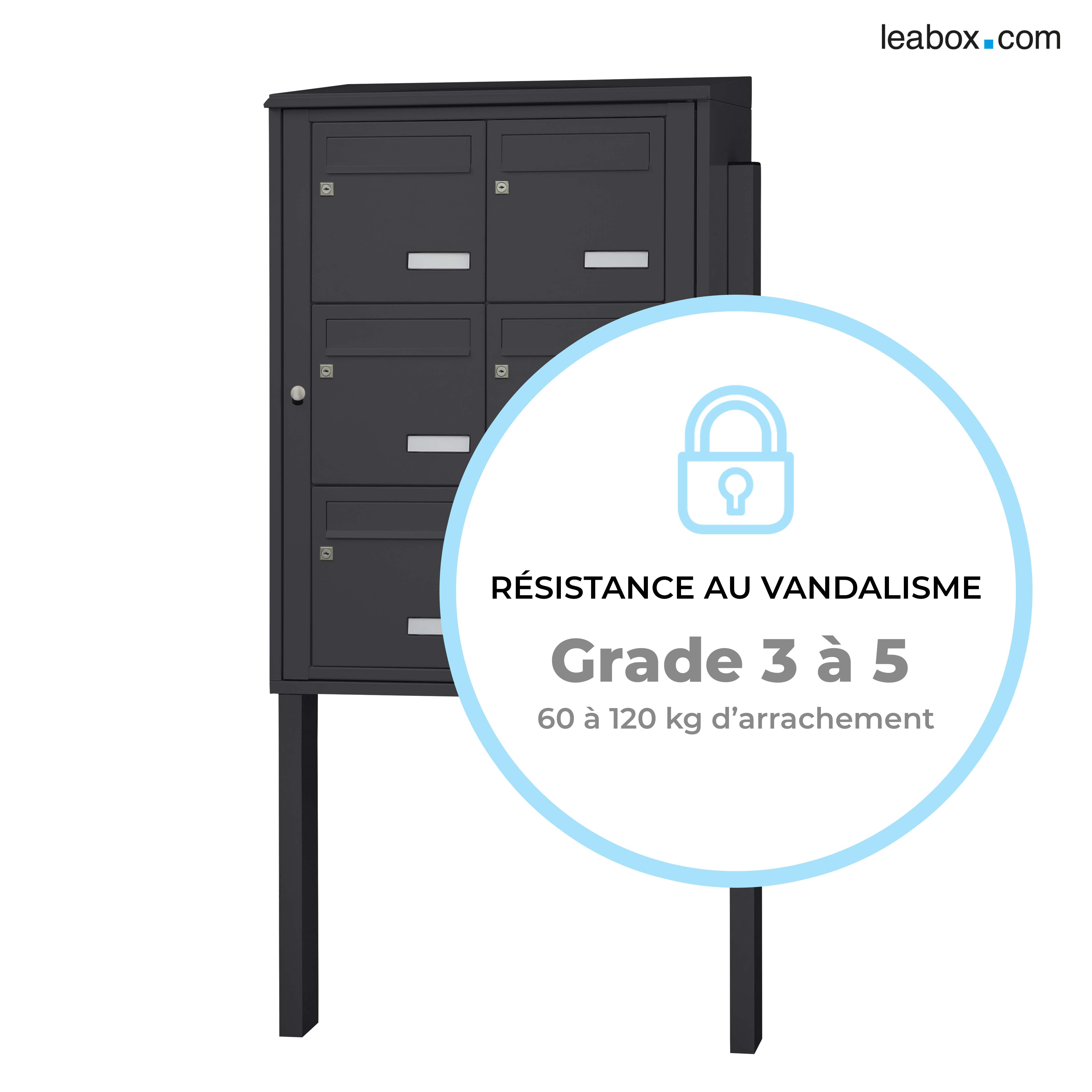 Boîte aux lettres collective extérieur LEABOX.COM 2x3 acier anthracite brillant - 6