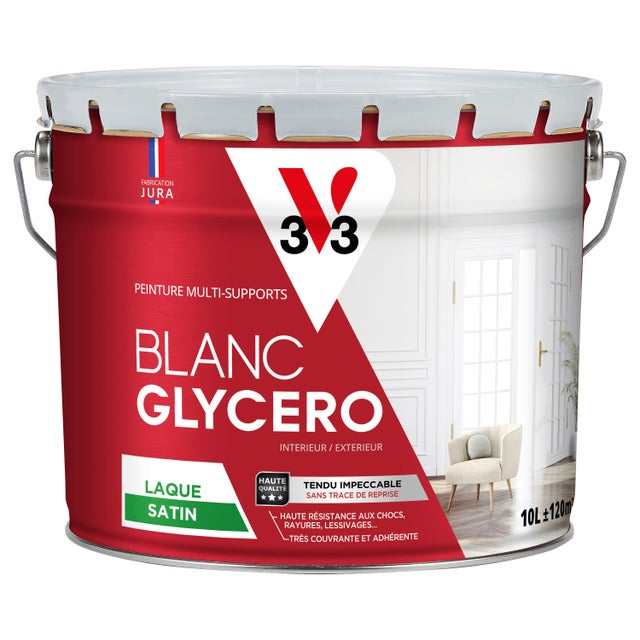 Peinture porte blanc satin V33 Glycéro 10L