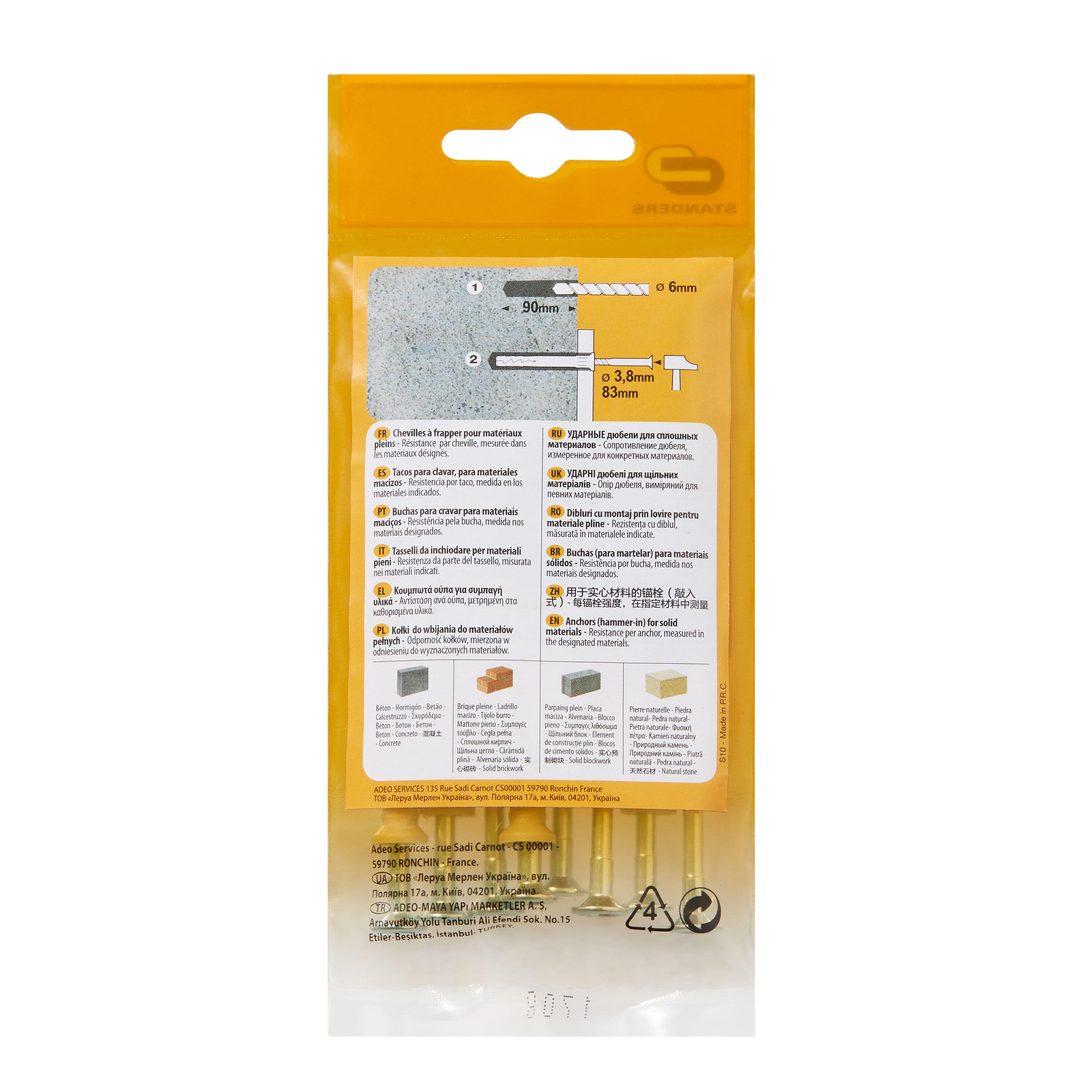 8 buchas nylon STANDERS 6X80MM COM PARAFUSO - 6