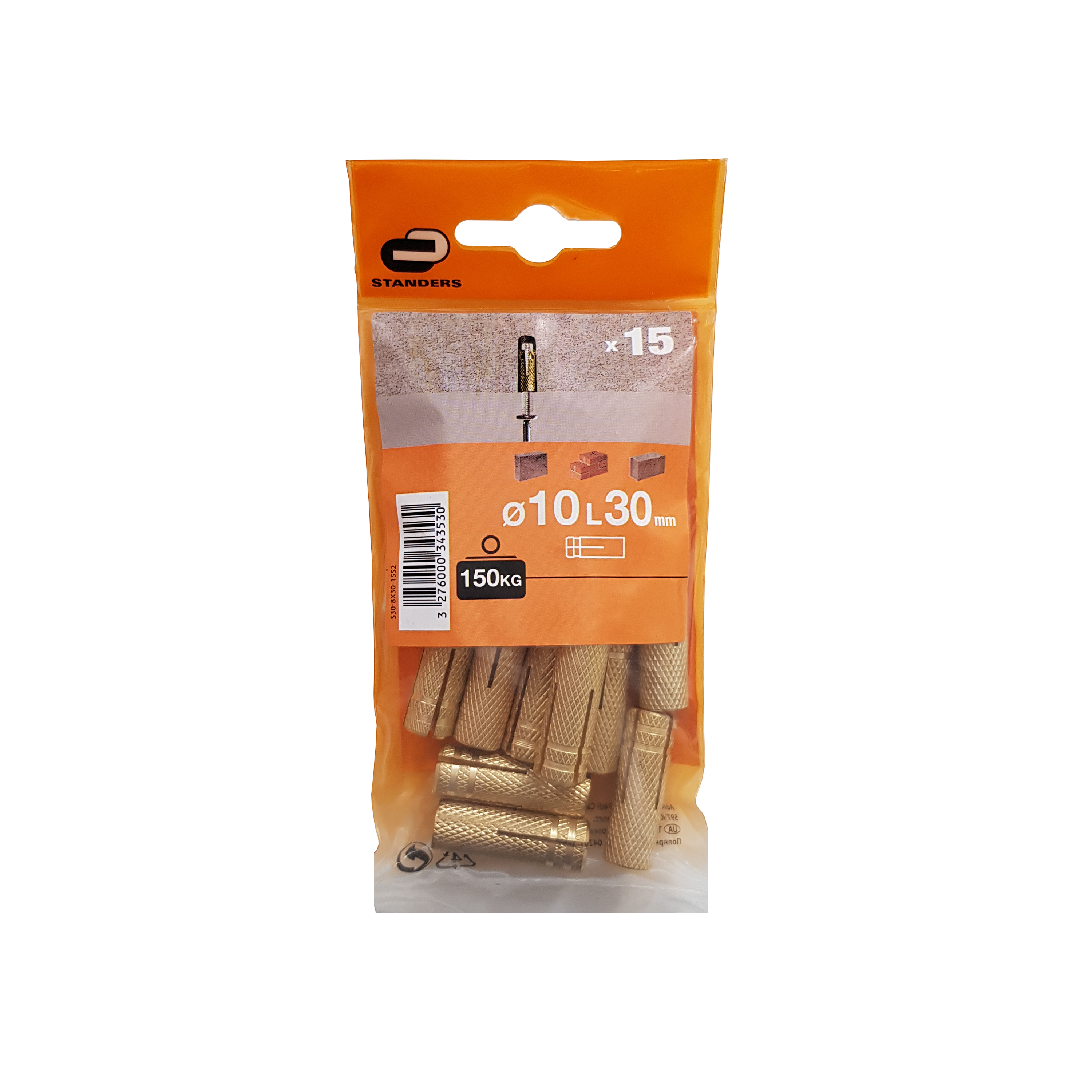 15 buchas de metal STANDERS EXPANSÍVEL 8X30MM - 5