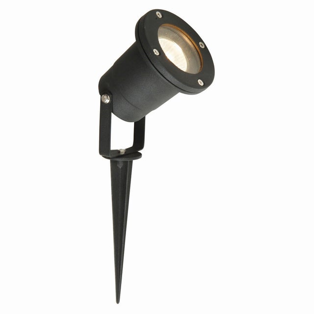 Foco proyector de exterior compatible con casquillo GU10 INSPIRE Ada redondo de aluminio negro IP65 resistente a la lluvia y al polvo