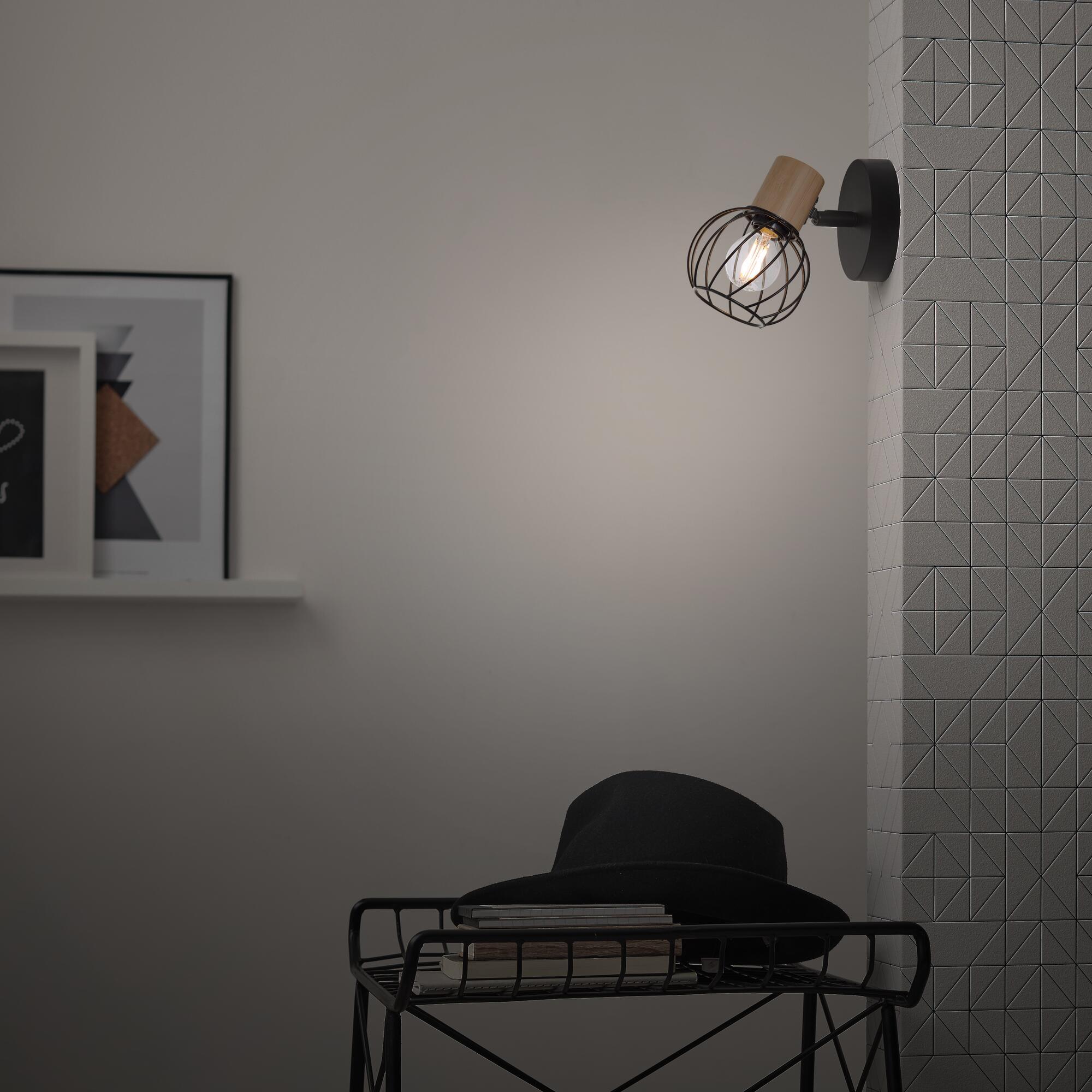 Foco decorativo INSPIRE MALLOW E14 D10CM 1 LÂMPADA METAL PRETO/BAMBU - 4