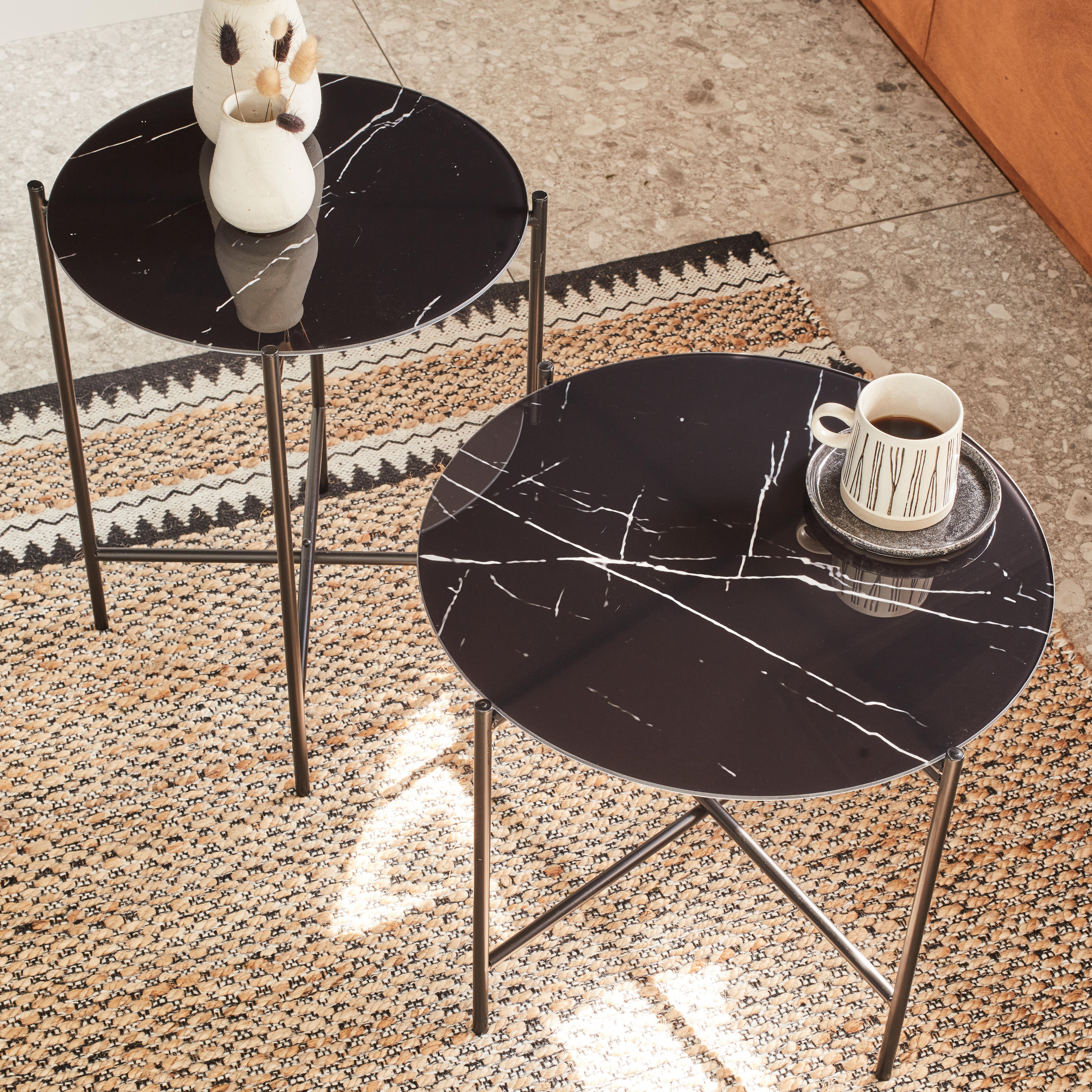 Table Palace, effet marbre noir 53x40.5 cm - 3