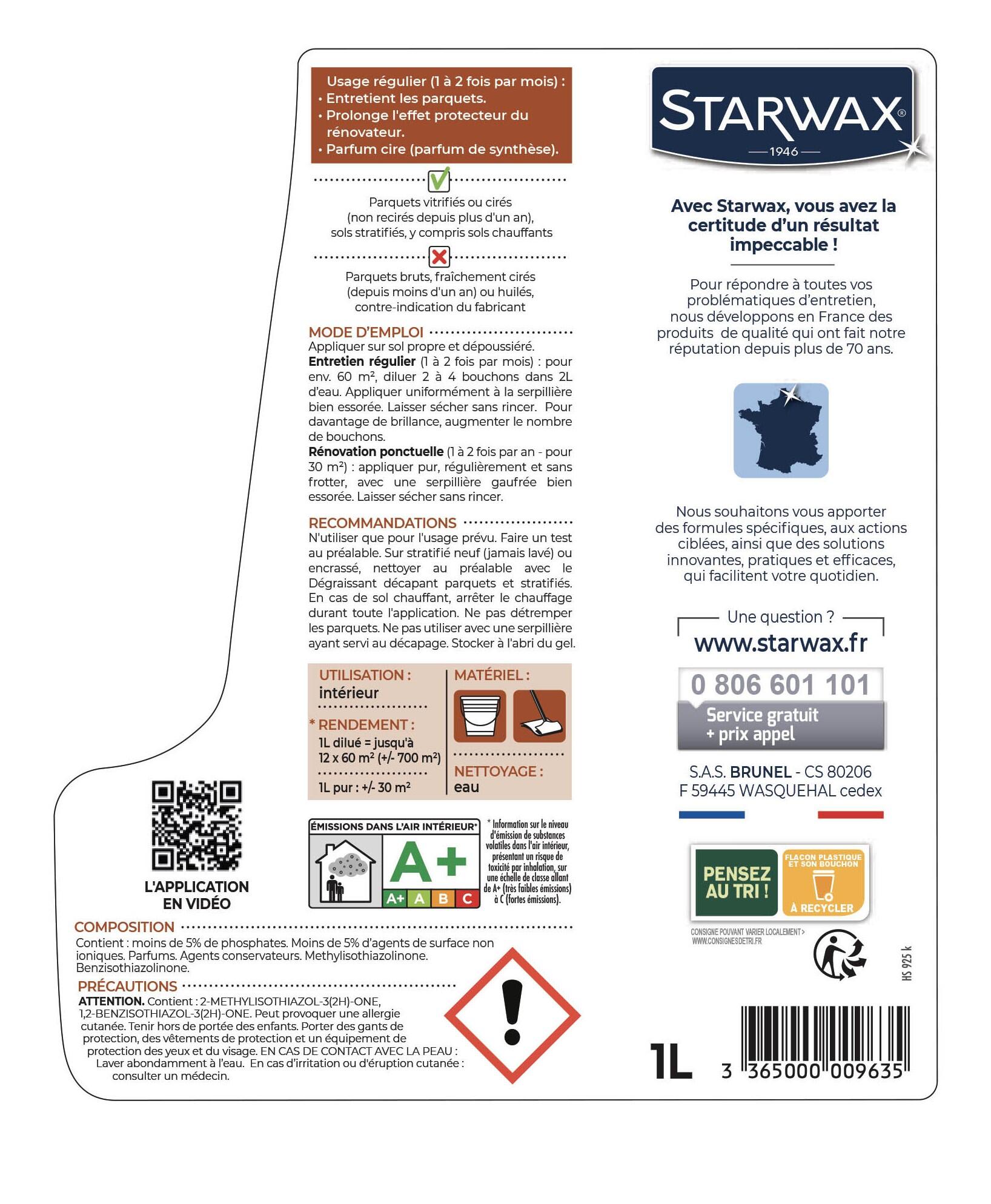 Nettoyant parquet STARWAX Entretien brillant parquet et stratifié, 1L - 5