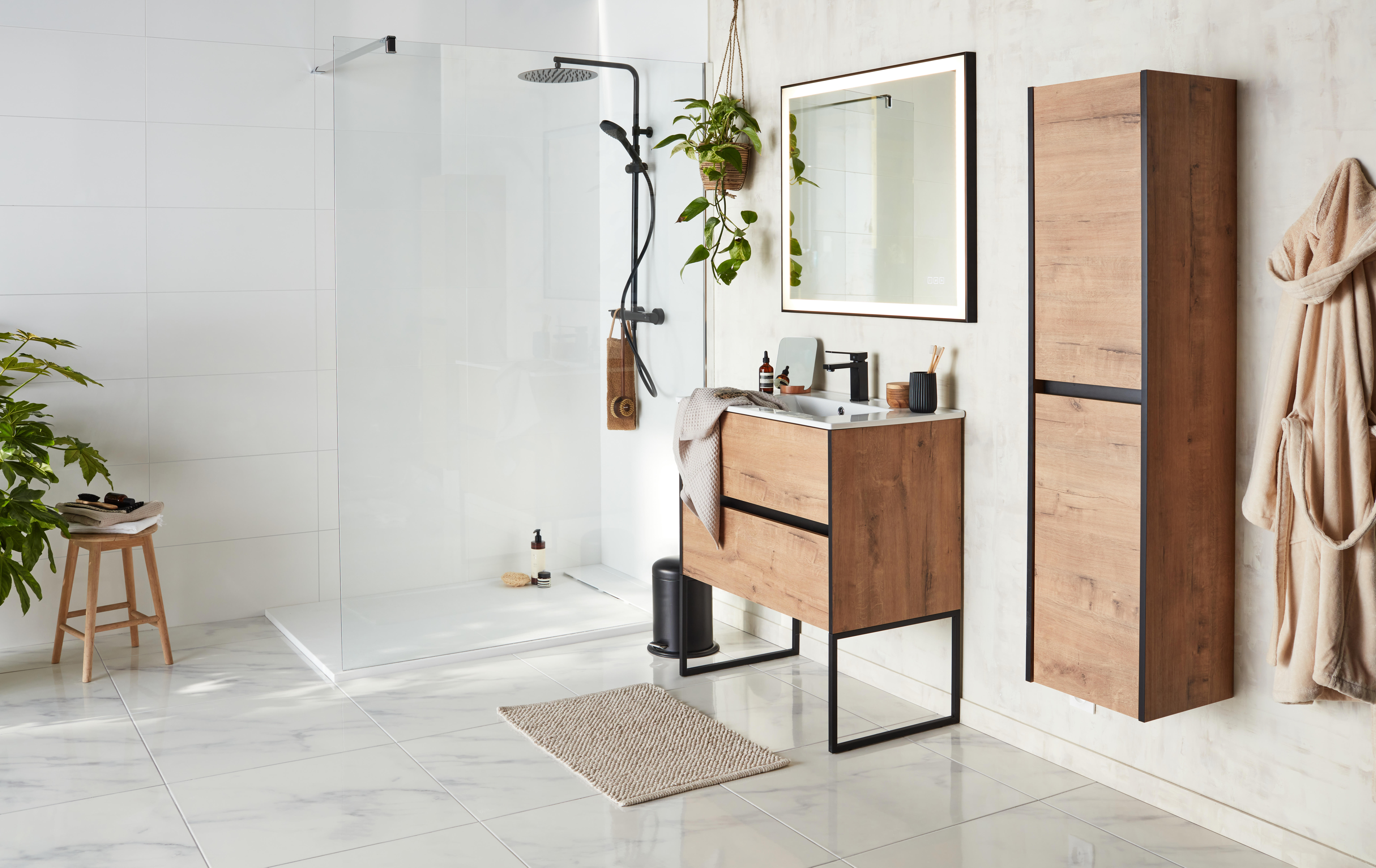 Box doccia walk-in Neo, vetro 8 mm, L 138-139.5 cm x H 200 cm, profilo cromo - 4