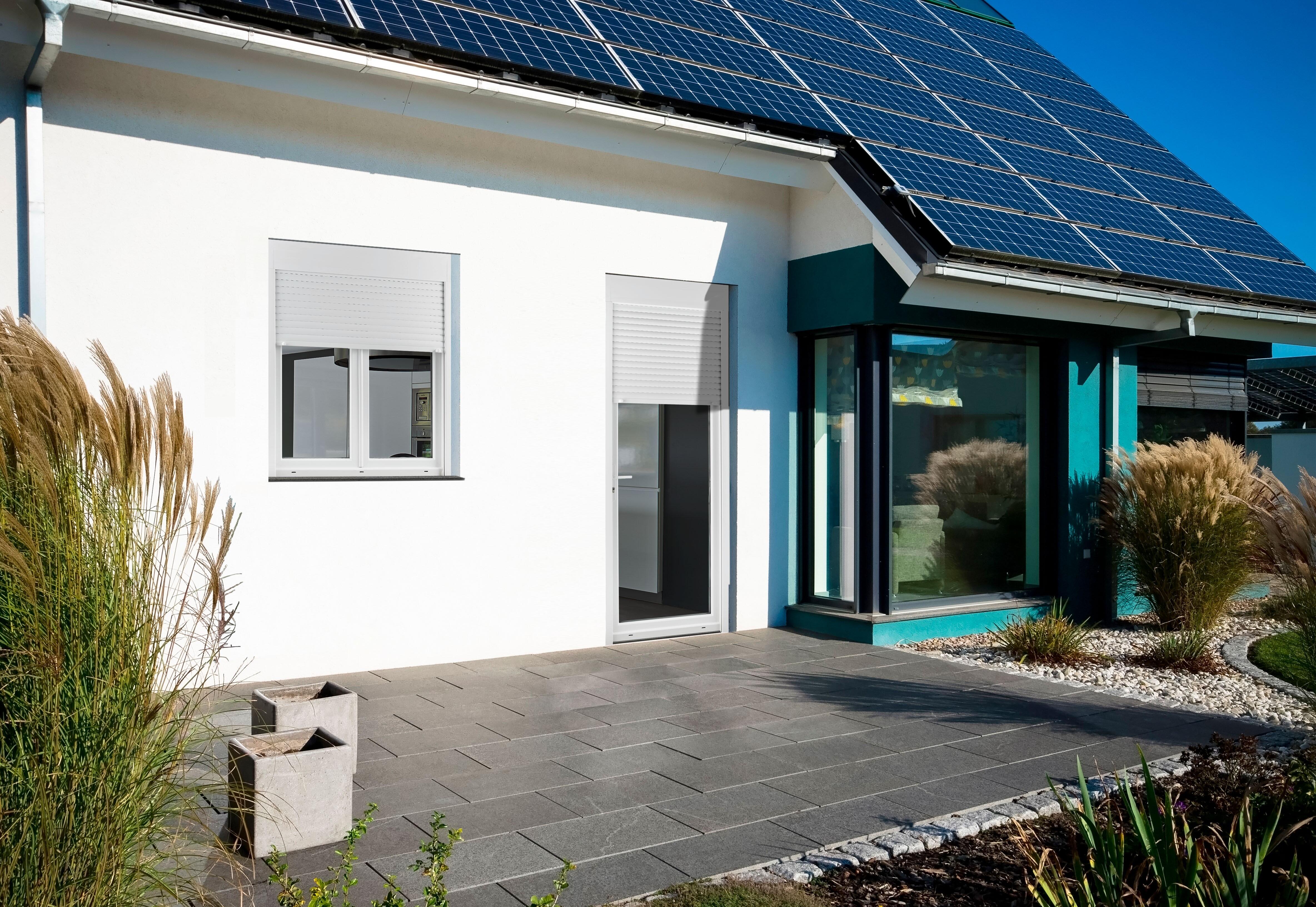 Porte fenêtre avec volet roulant PVC Essentiel H.215xl.90cm blanc 1 vt tirant G - 6