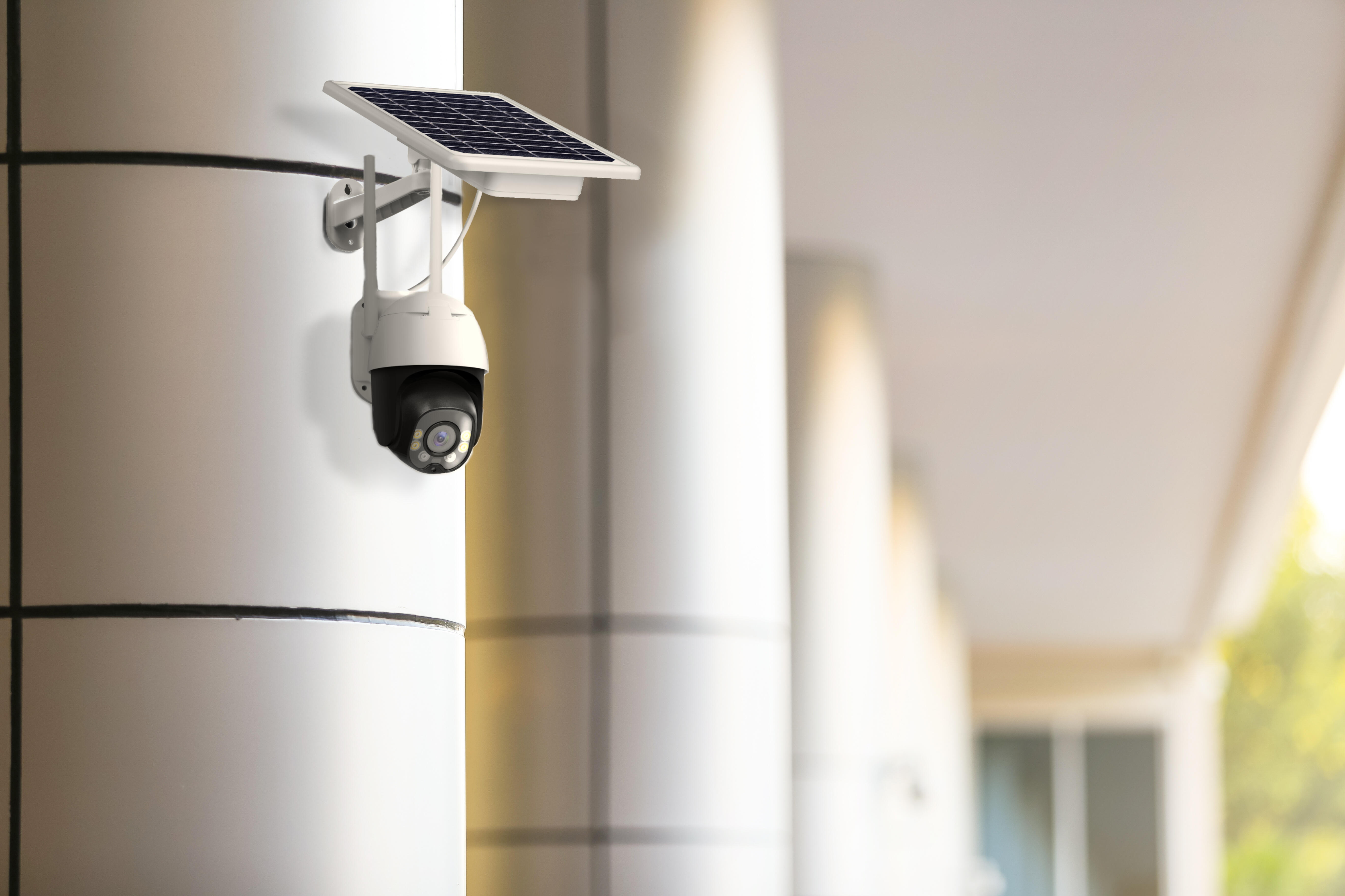 Caméra de vidéosurveillance extérieure motorisée panneau solaire CHACON, blanc - 2