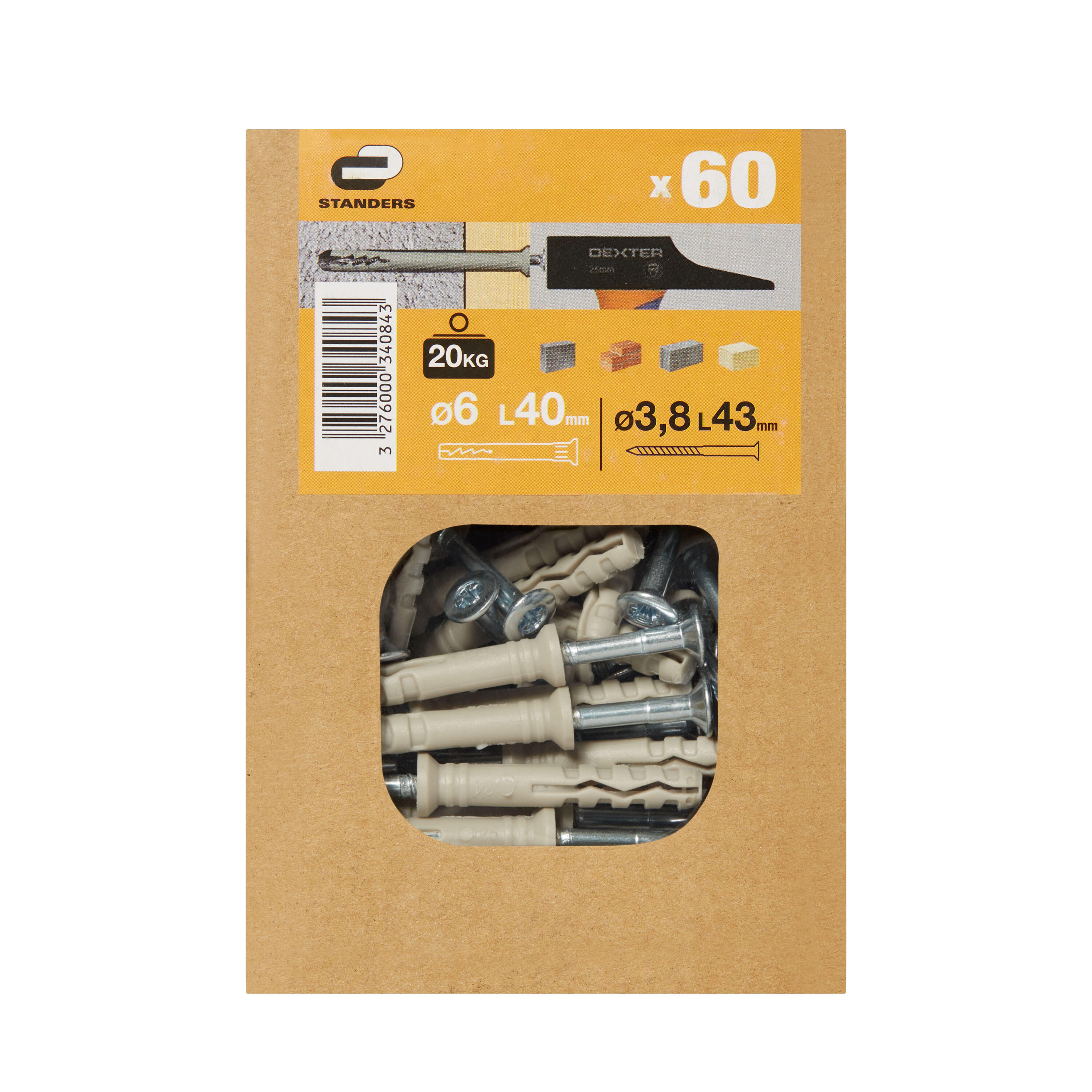 60 buchas nylon STANDERS 6X40MM COM PARAFUSO - 7