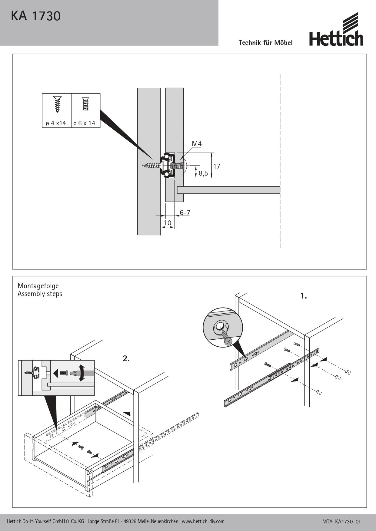 Coulisse à billes pour tiroir montage en rainure 17mm, HETTICH 10kg L.15,5-21 cm - 2