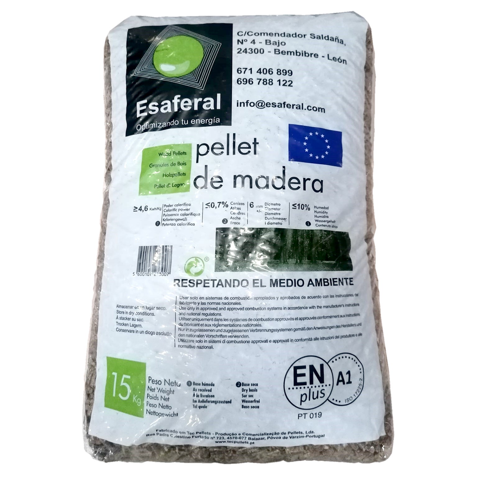 Granulés De Bois EASAFERAL & TEC PELLETS Sac De 15 Kg | Leroy Merlin