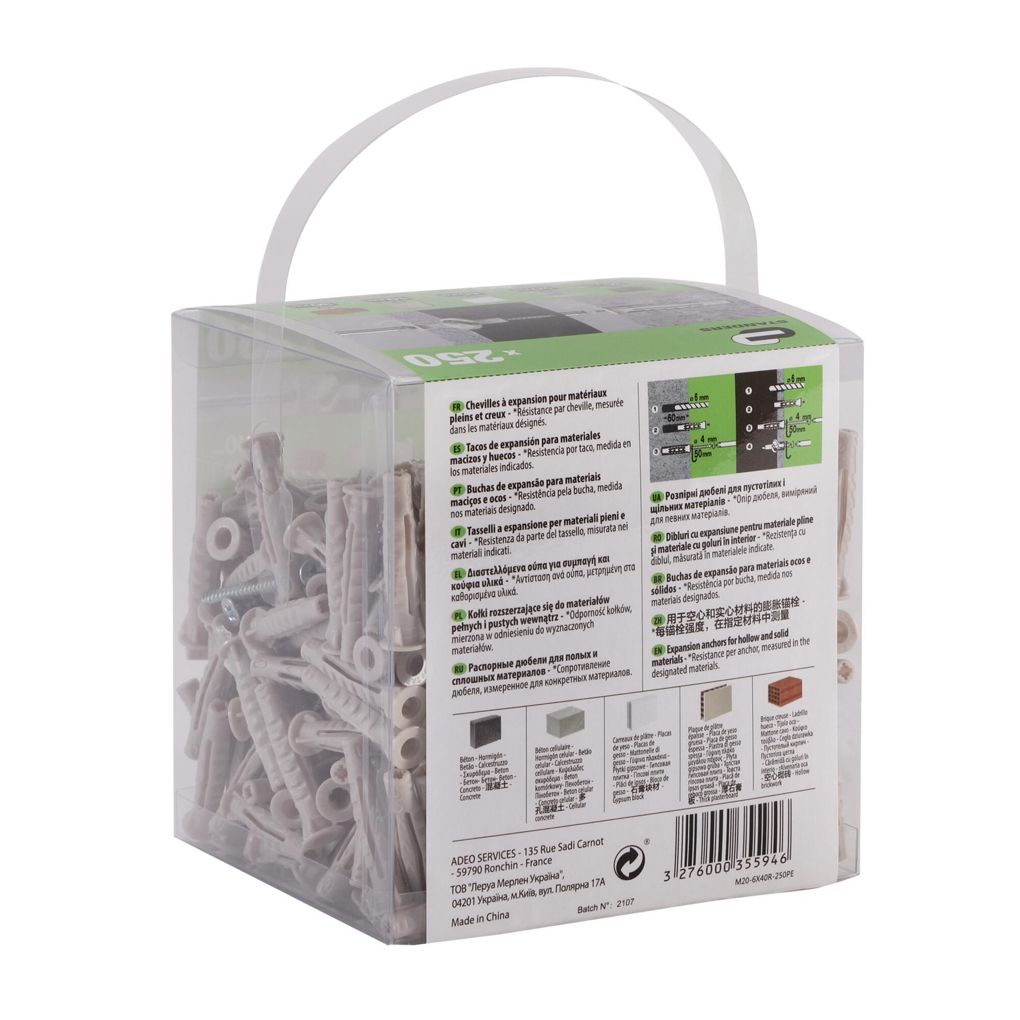 250 tacos + tornillos multimaterial STANDERS, ø 6 x L. 40 mm - 8