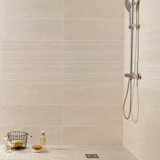 Carrelage mur intérieur effet pierre beige Milano l.24 x L.69 cm