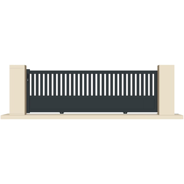 Portail coulissant Chasnay aluminium gris anthracite, l.355 x H.120 cm